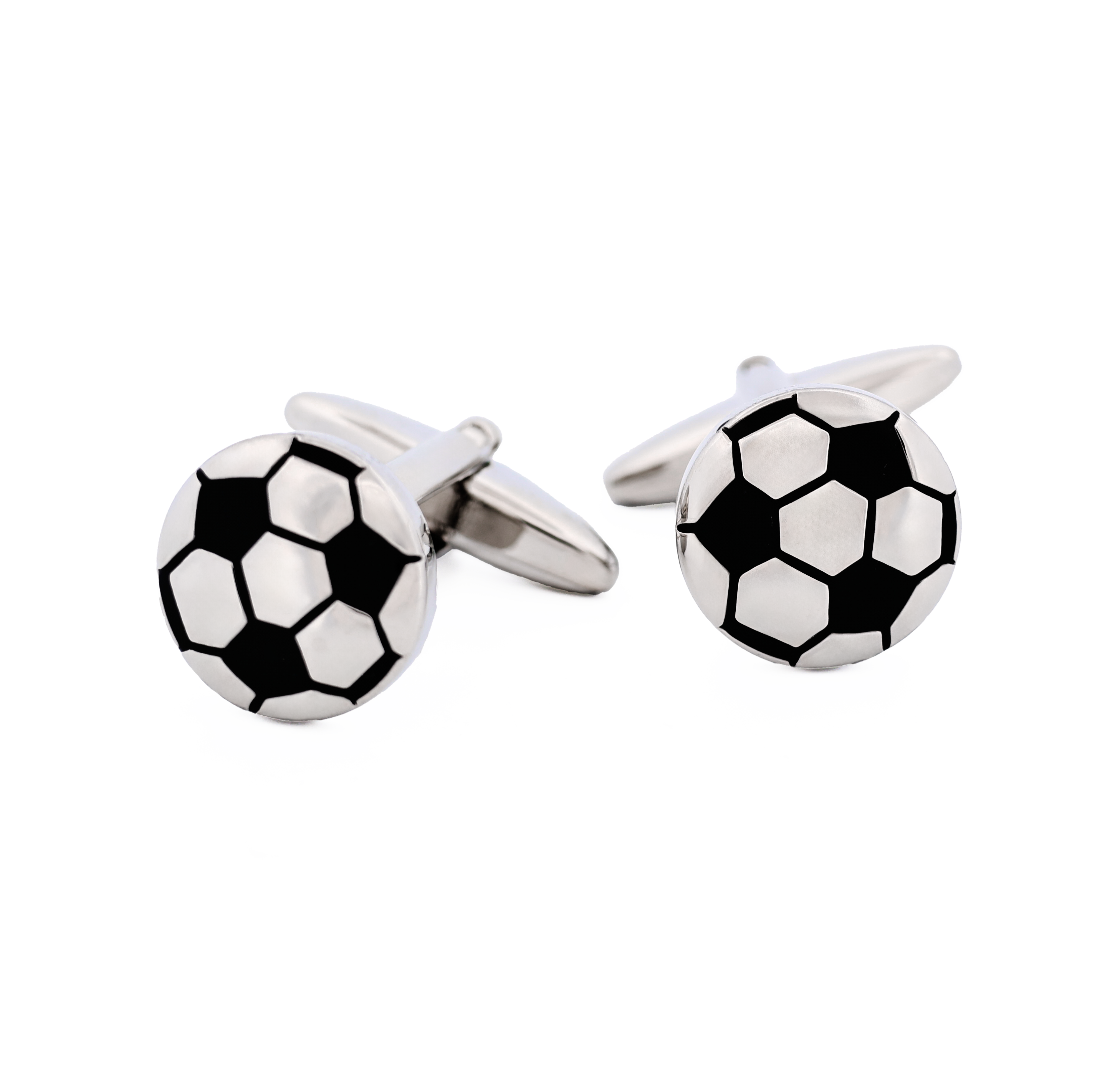 Rhodium & Black Soccer Ball Cufflinks