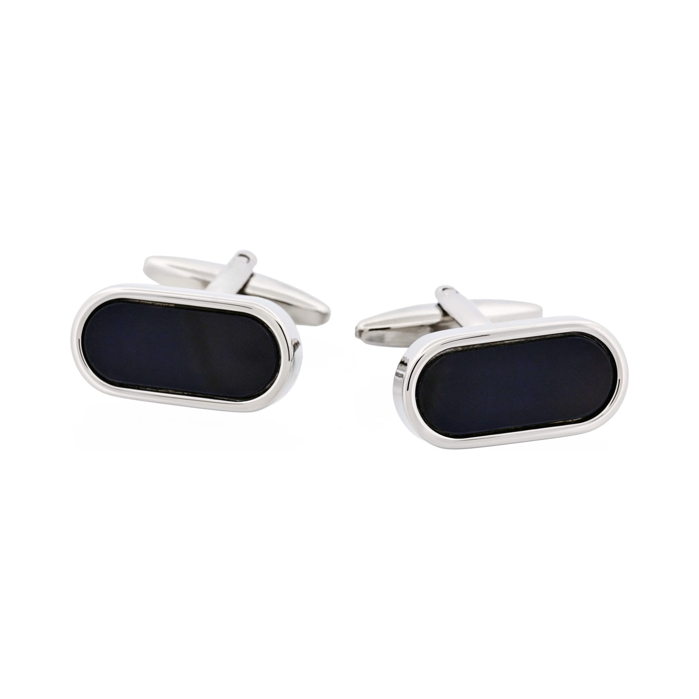 Rectangle Curved Black Resin Cufflinks