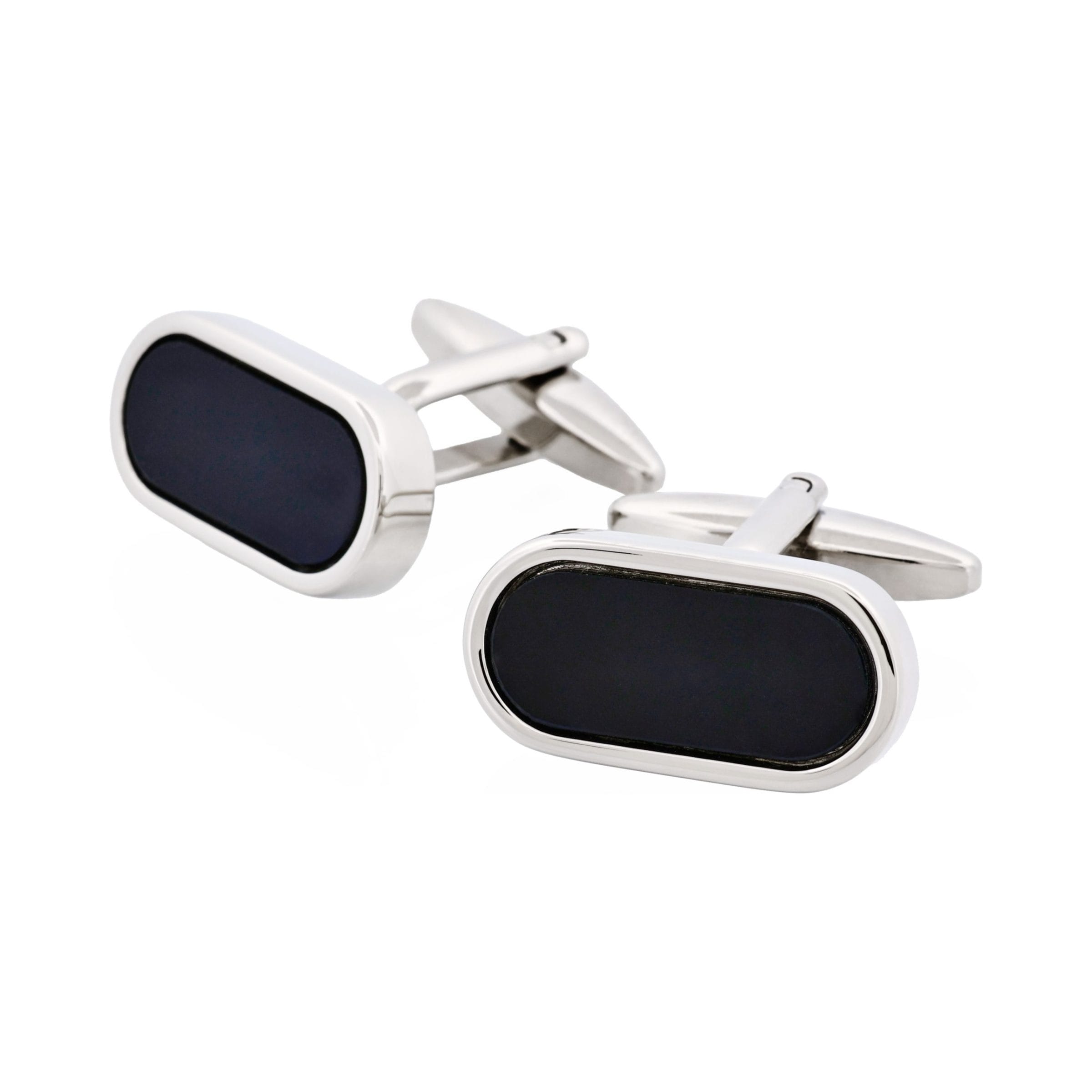 Rectangle Curved Black Resin Cufflinks