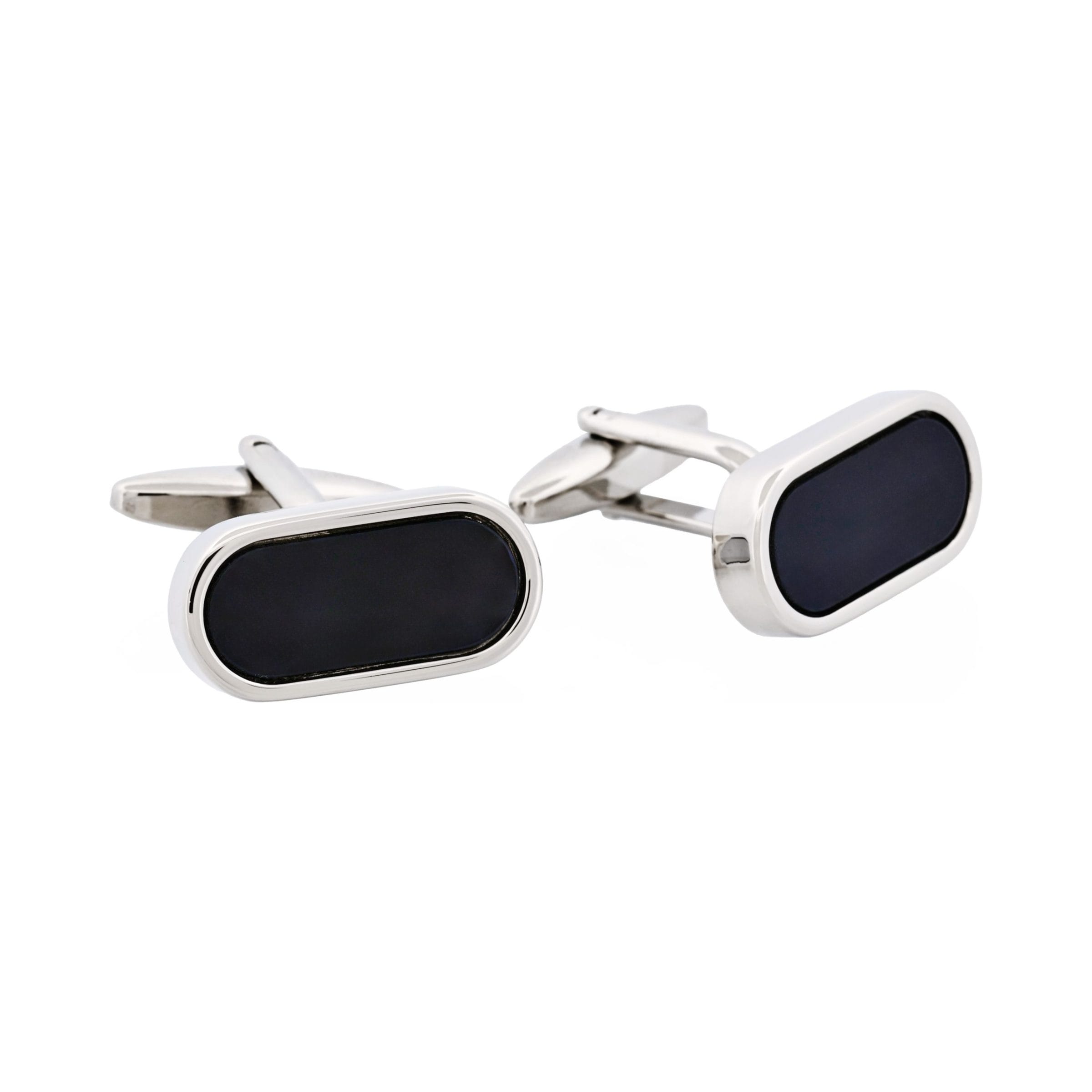 Rectangle Curved Black Resin Cufflinks