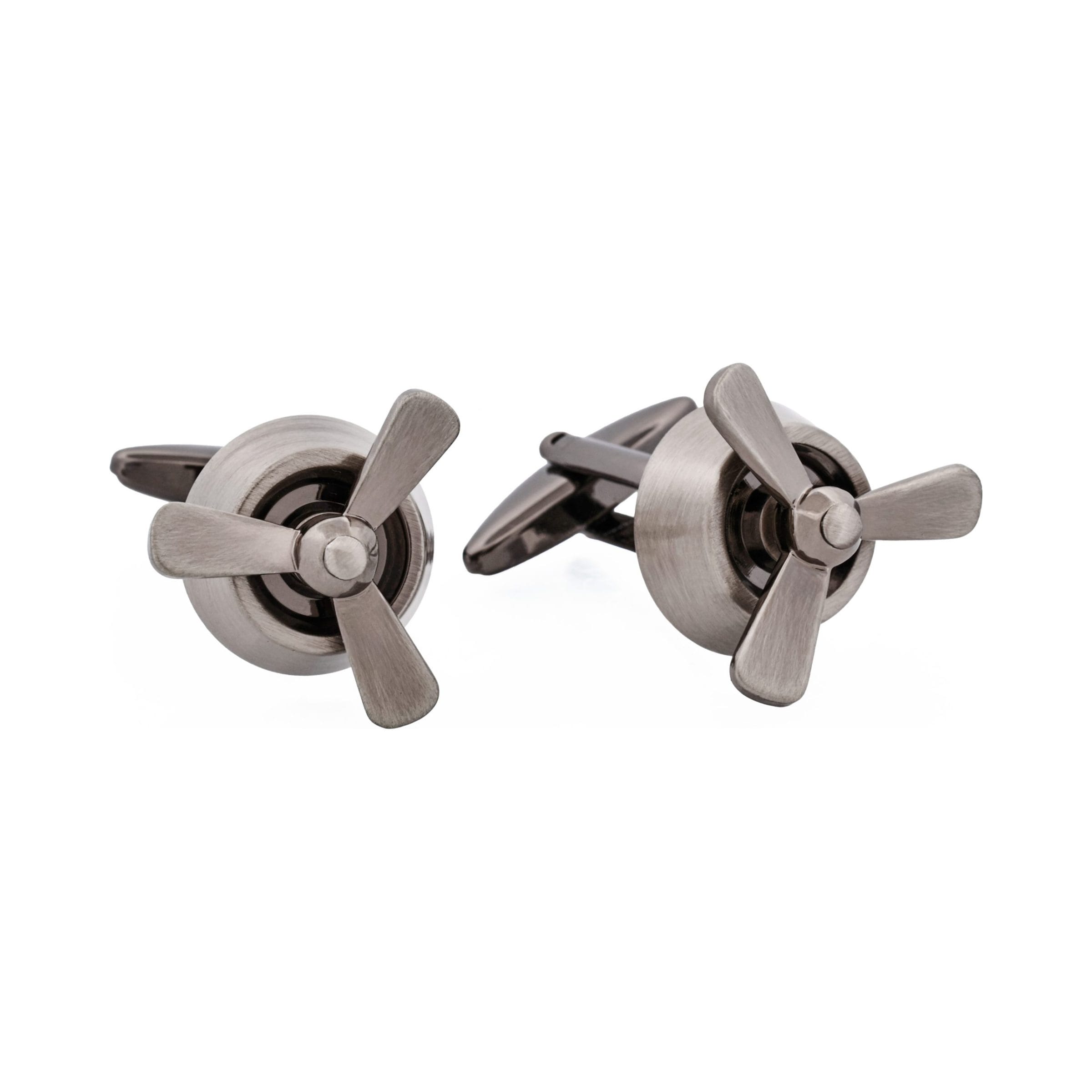 Burnished Rhodium Plated Propellor Cufflinks