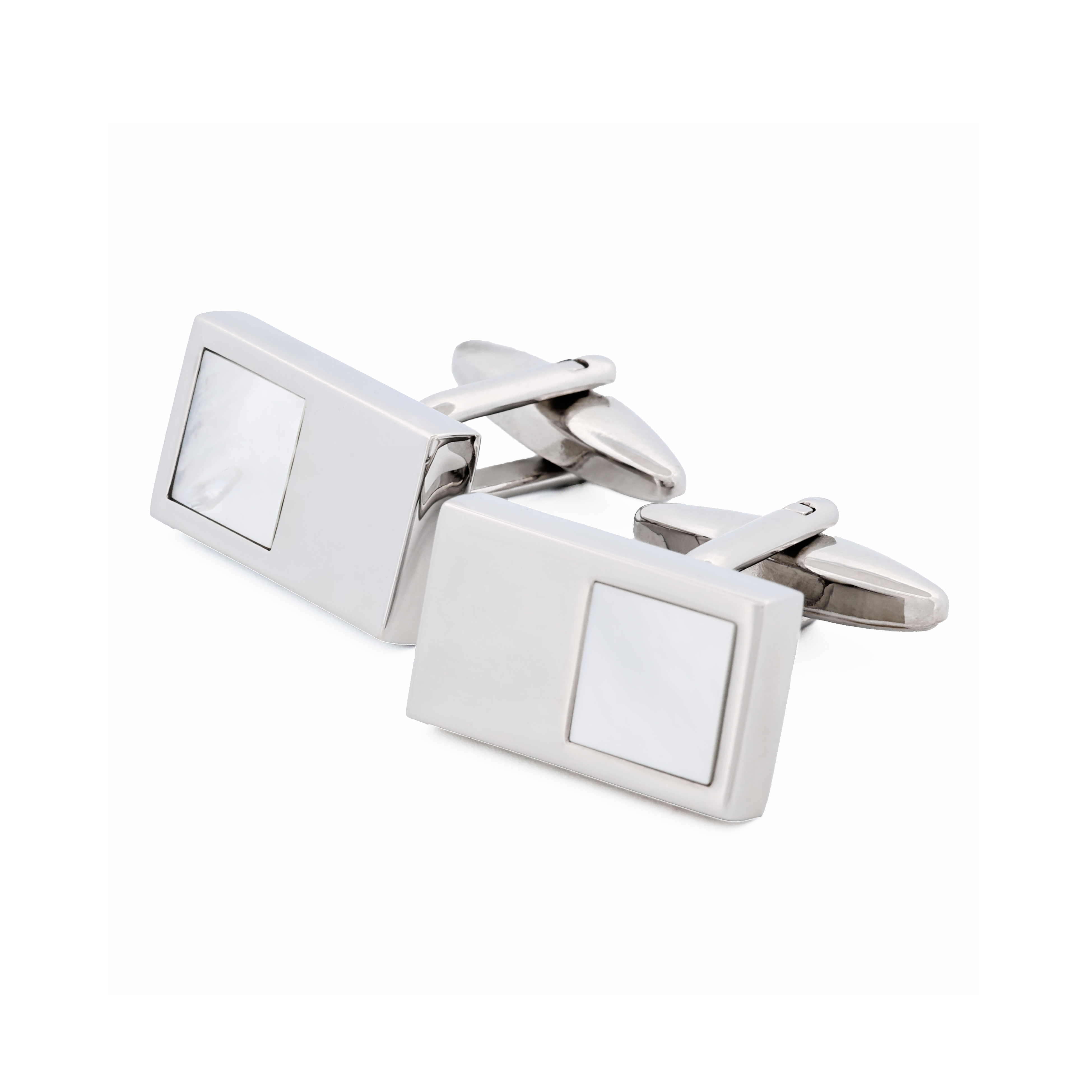 Rhodium Mother Of Pearl Cufflinks