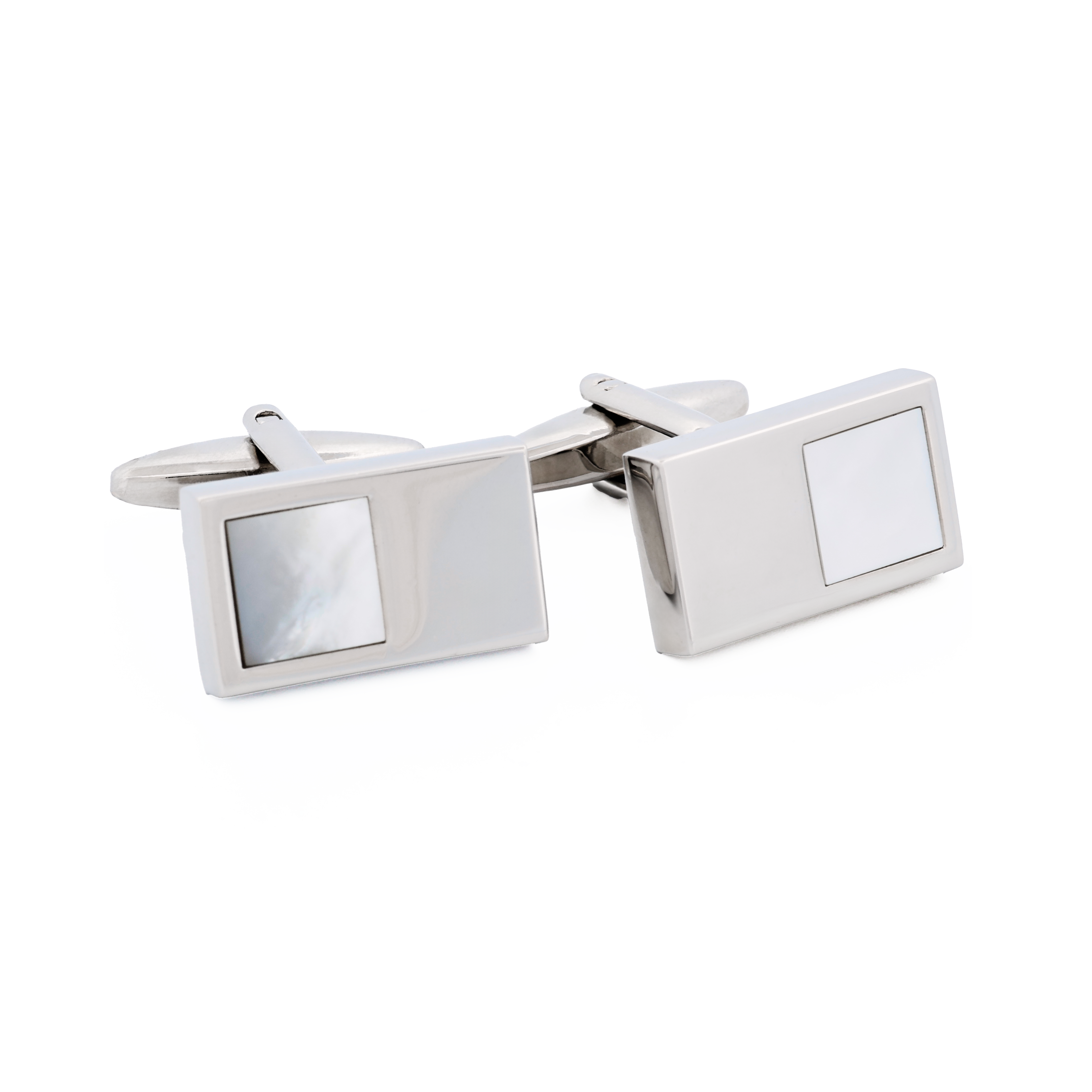 Rhodium Mother Of Pearl Cufflinks