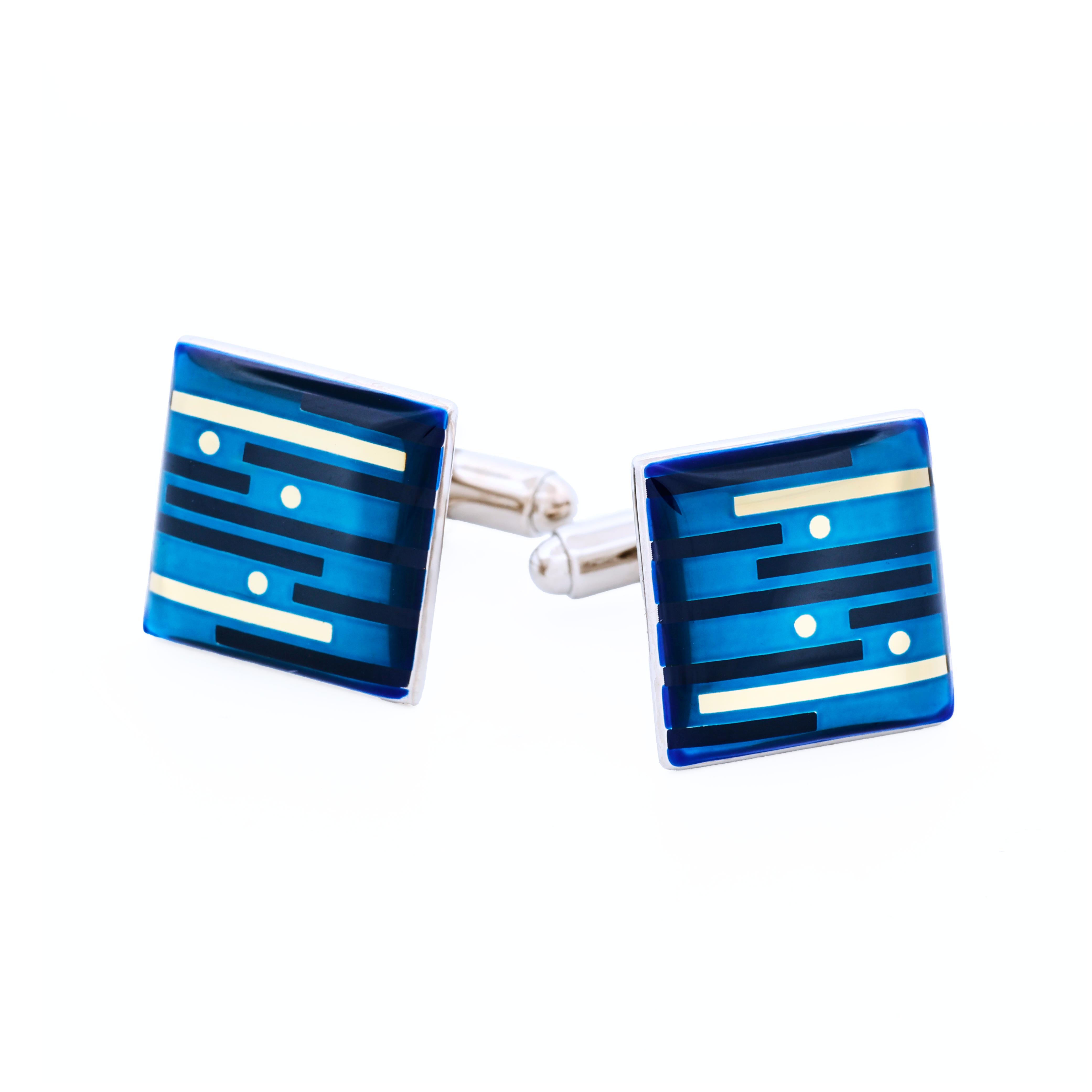 Blue and Silver stripe design square