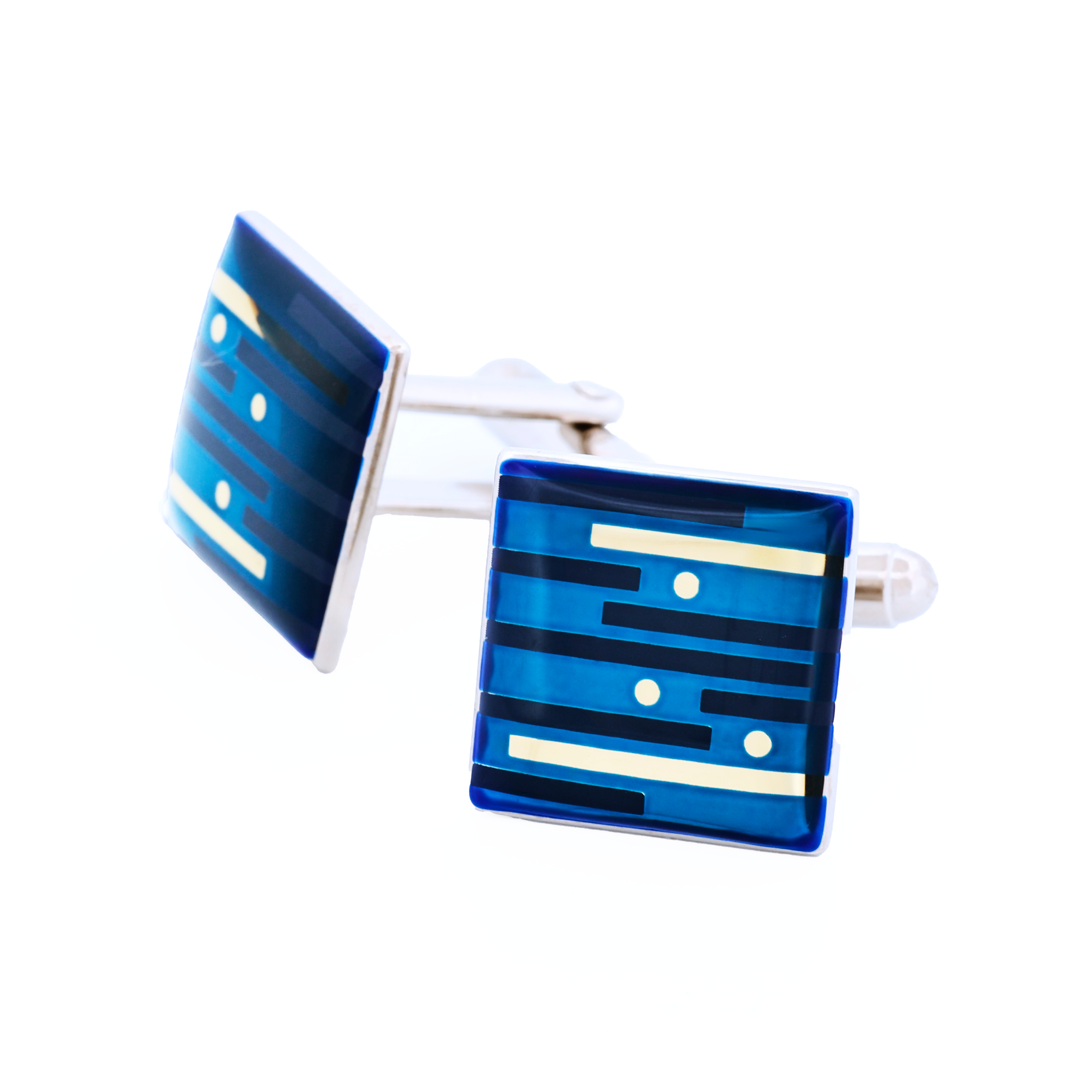 Blue and Silver stripe design square