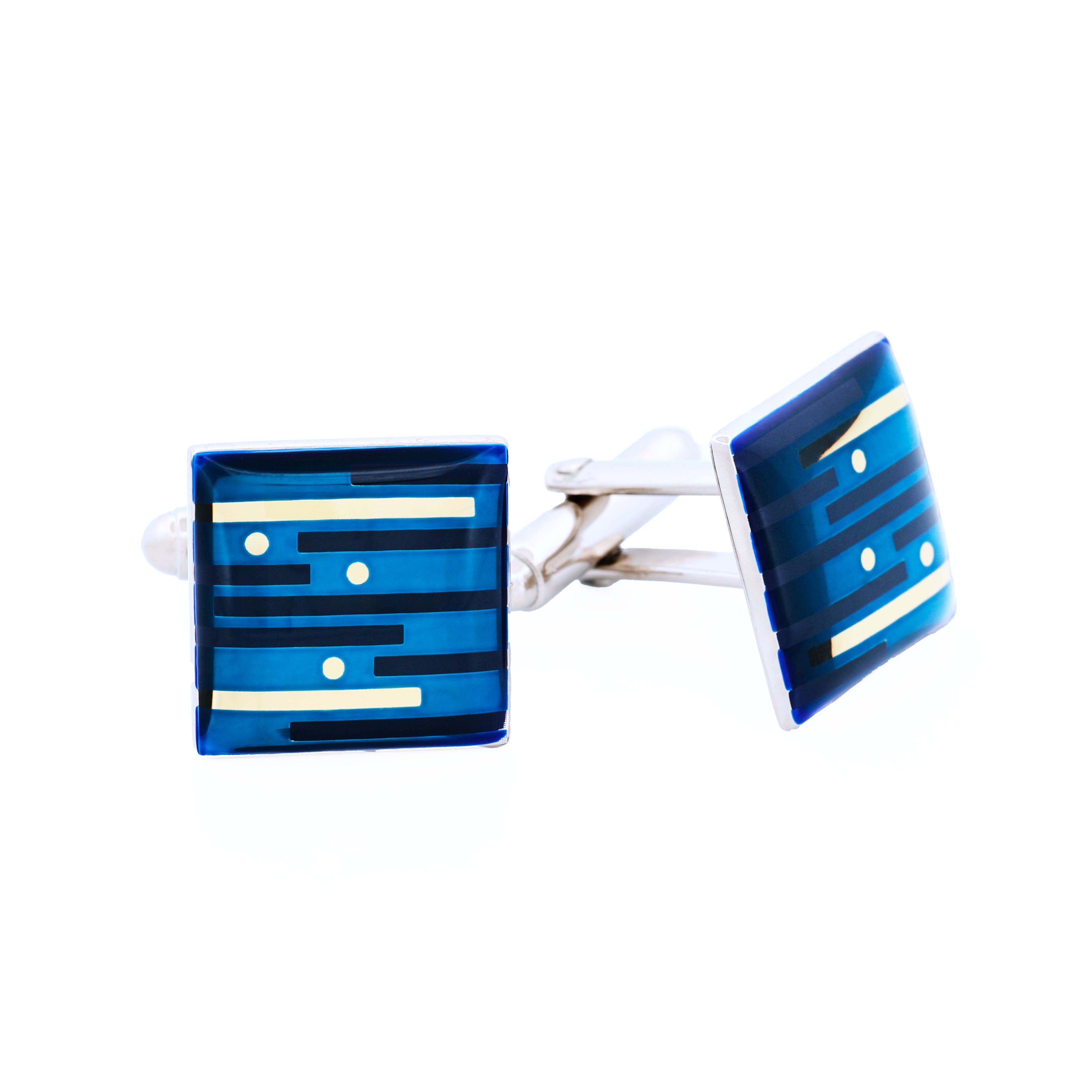 Blue and Silver stripe design square