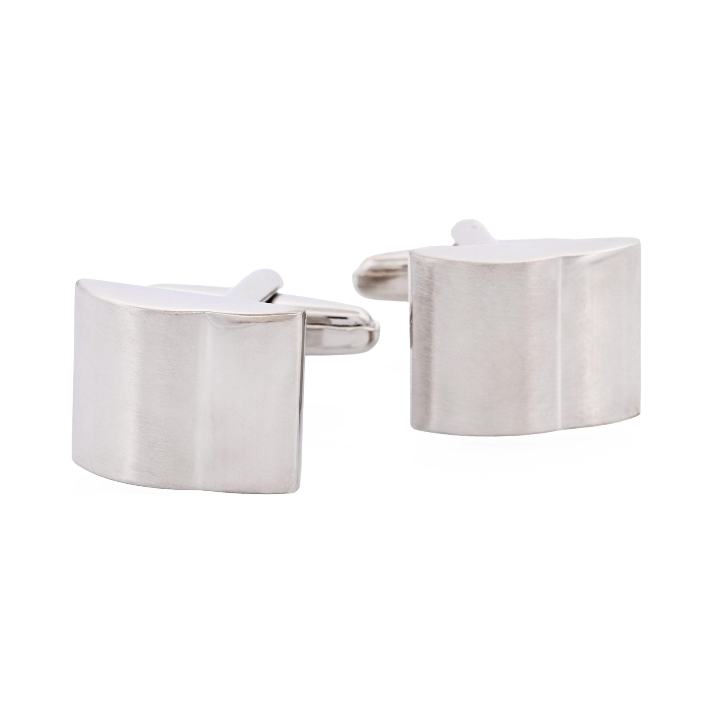 Brushed & Polished Rhodium Plated Cufflinks