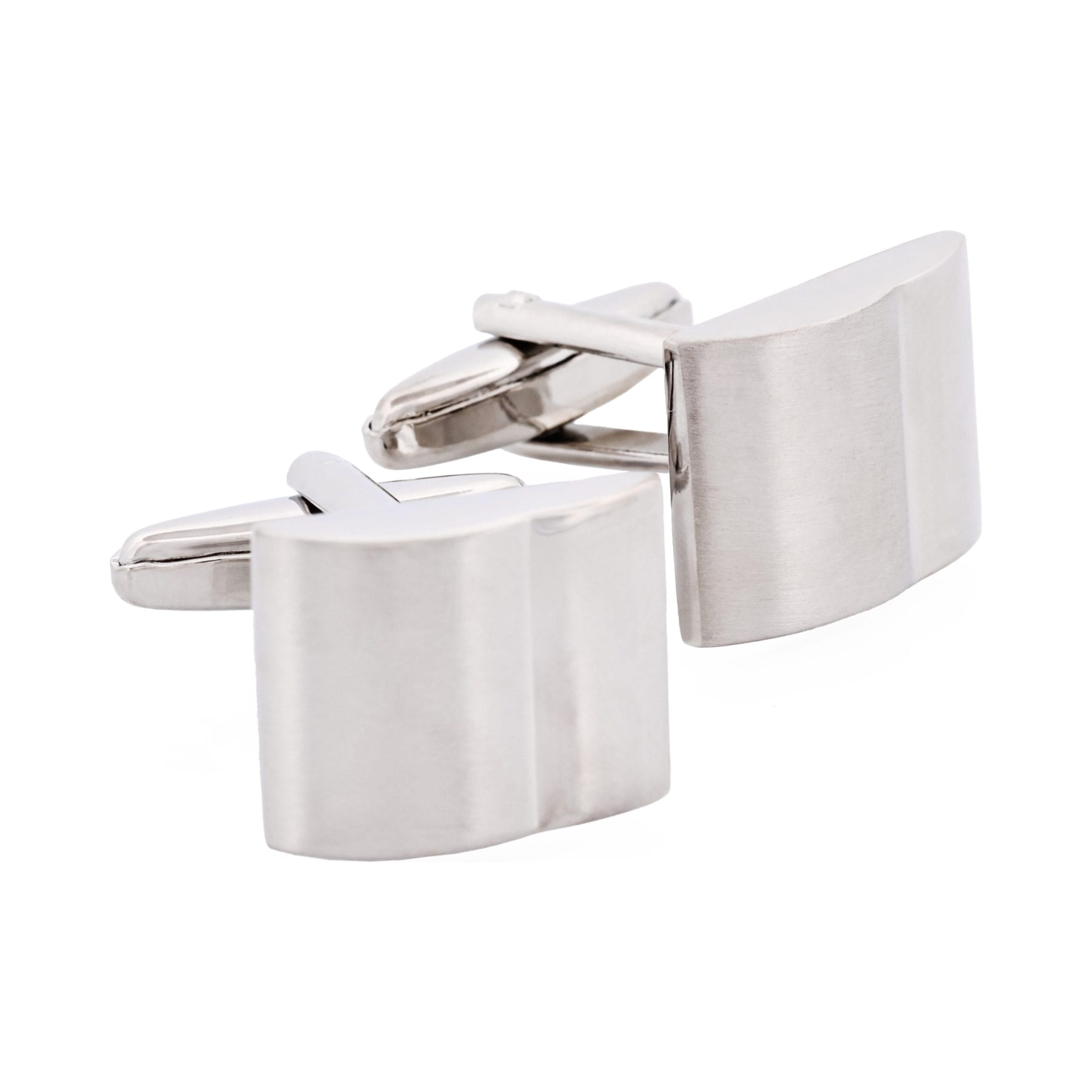 Brushed & Polished Rhodium Plated Cufflinks