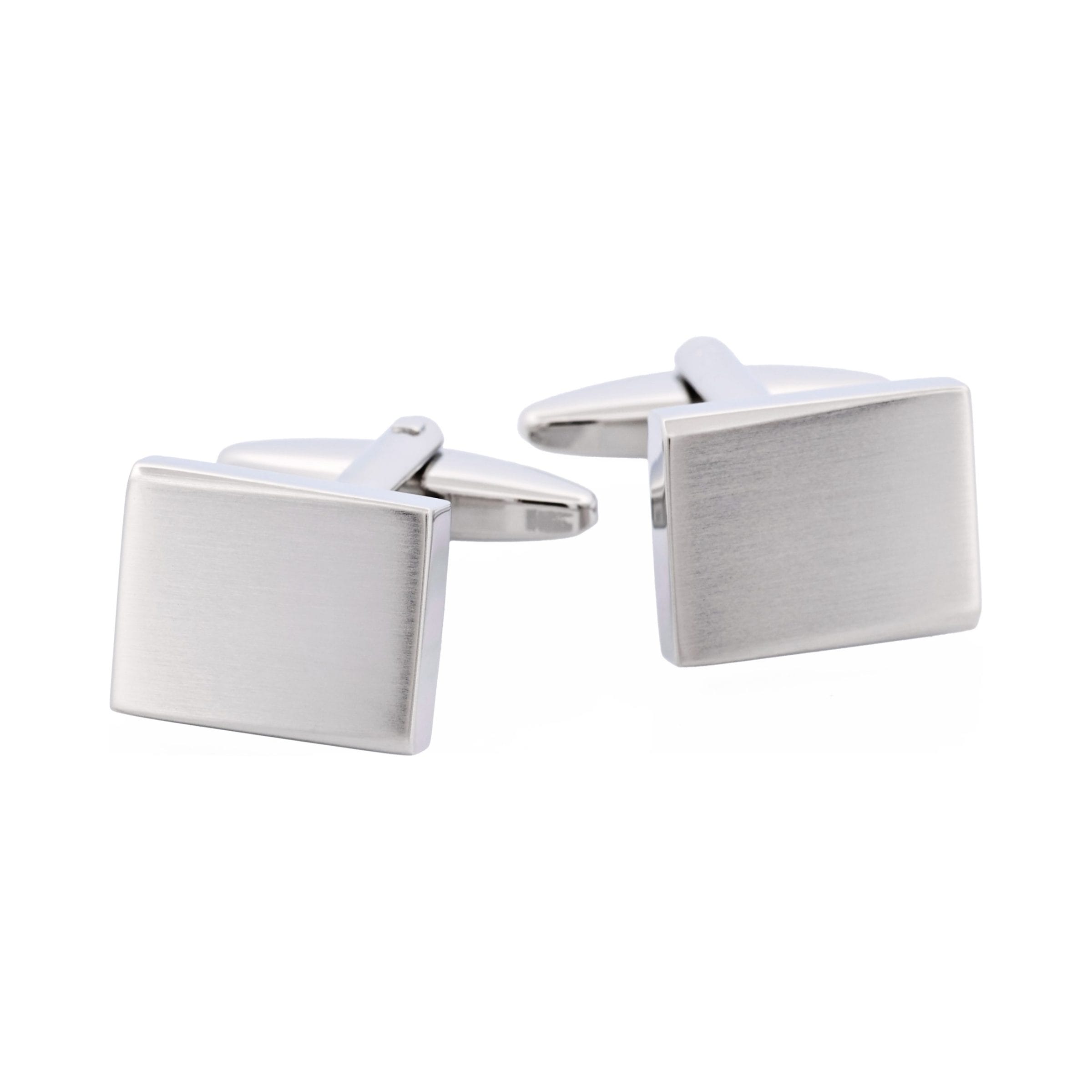 Brushed Rhodium Square Wedge Shape Cufflinks
