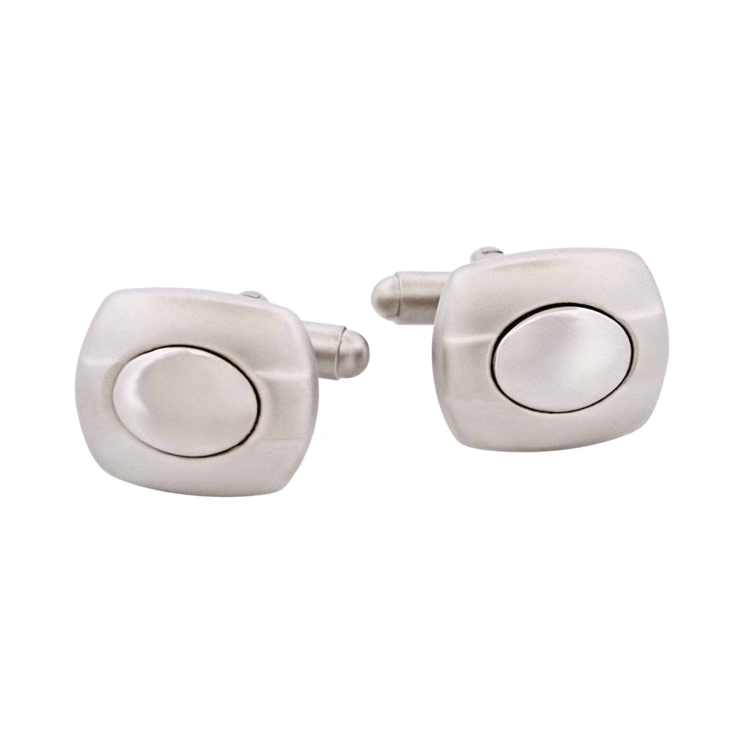 Rhodium Plated -Mirrored Insert Cufflinks