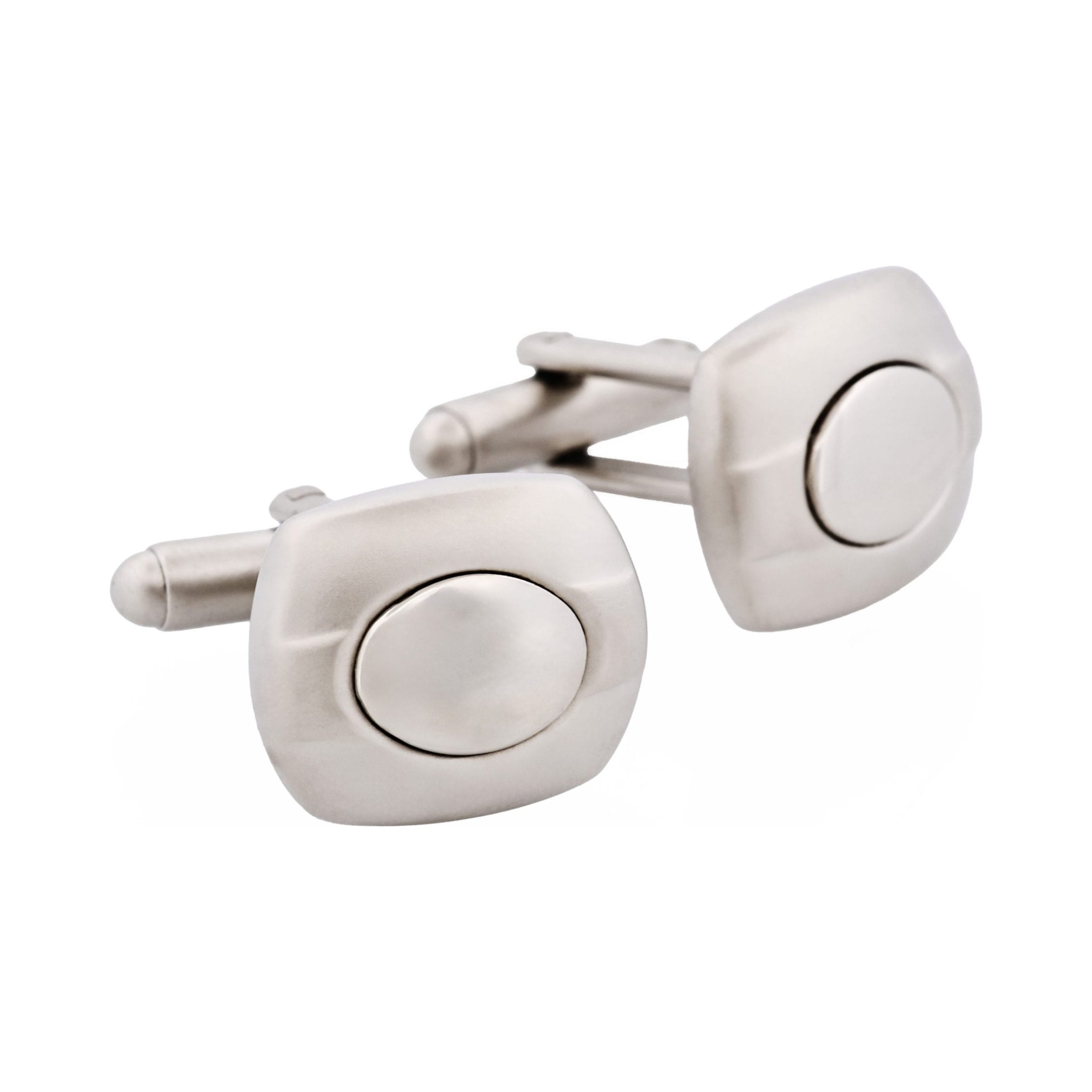 Rhodium Plated -Mirrored Insert Cufflinks