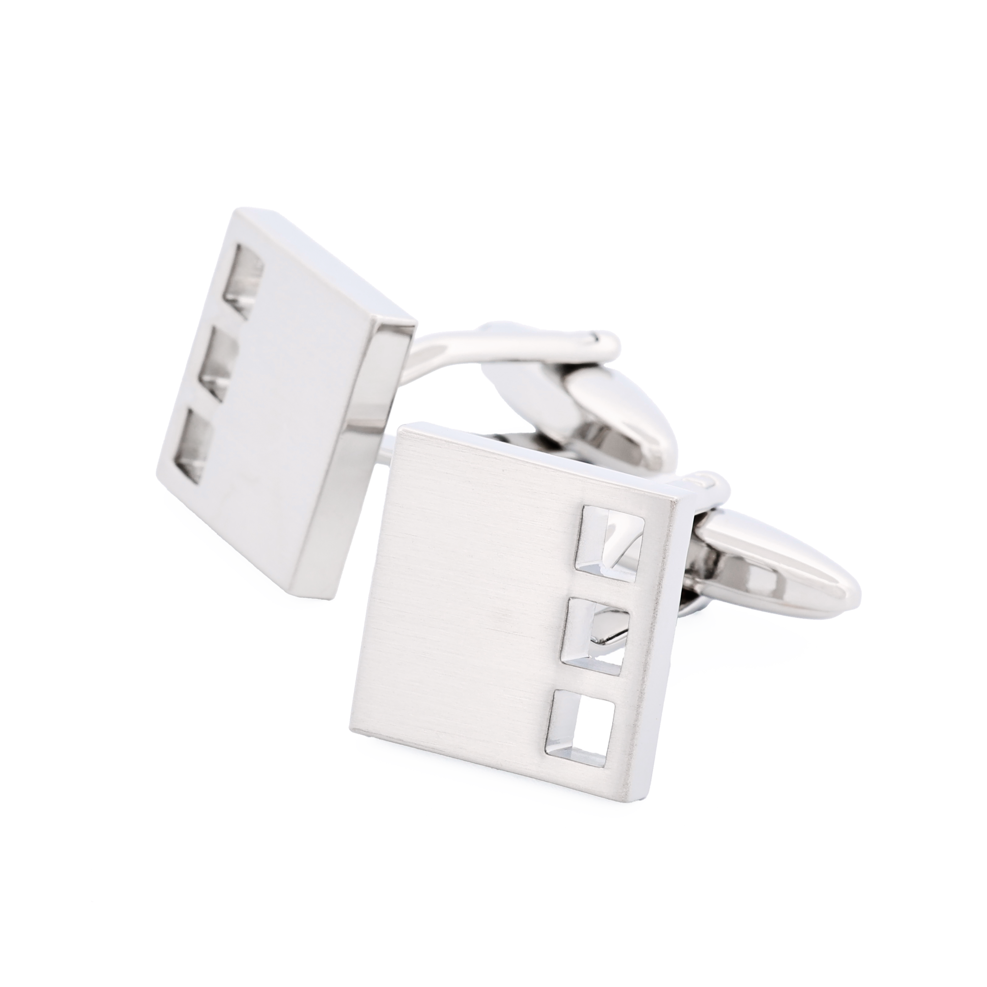 Brush Rhodium Plated Cufflinks