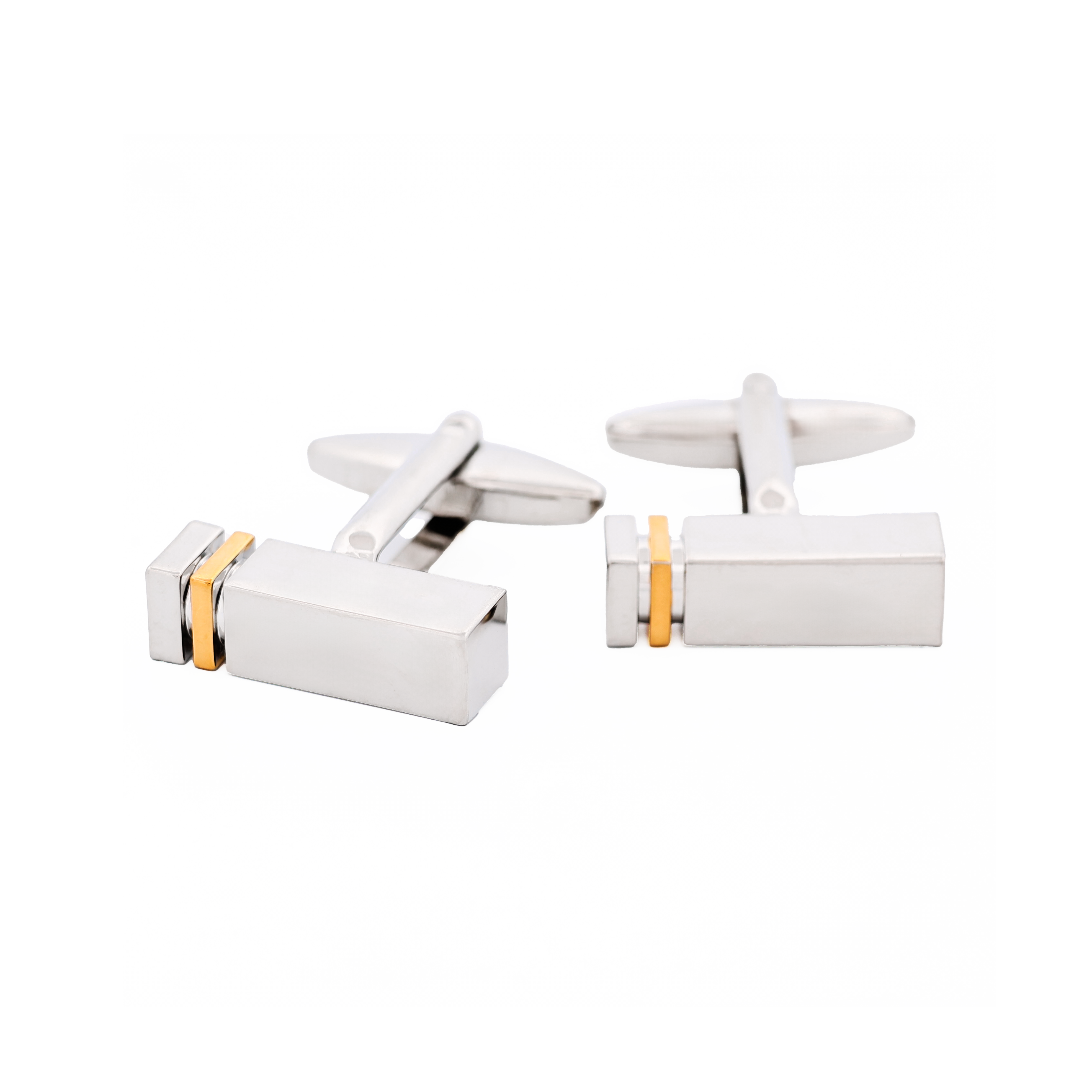 Rhodium & Gold Plated Rectangle Cufflinks