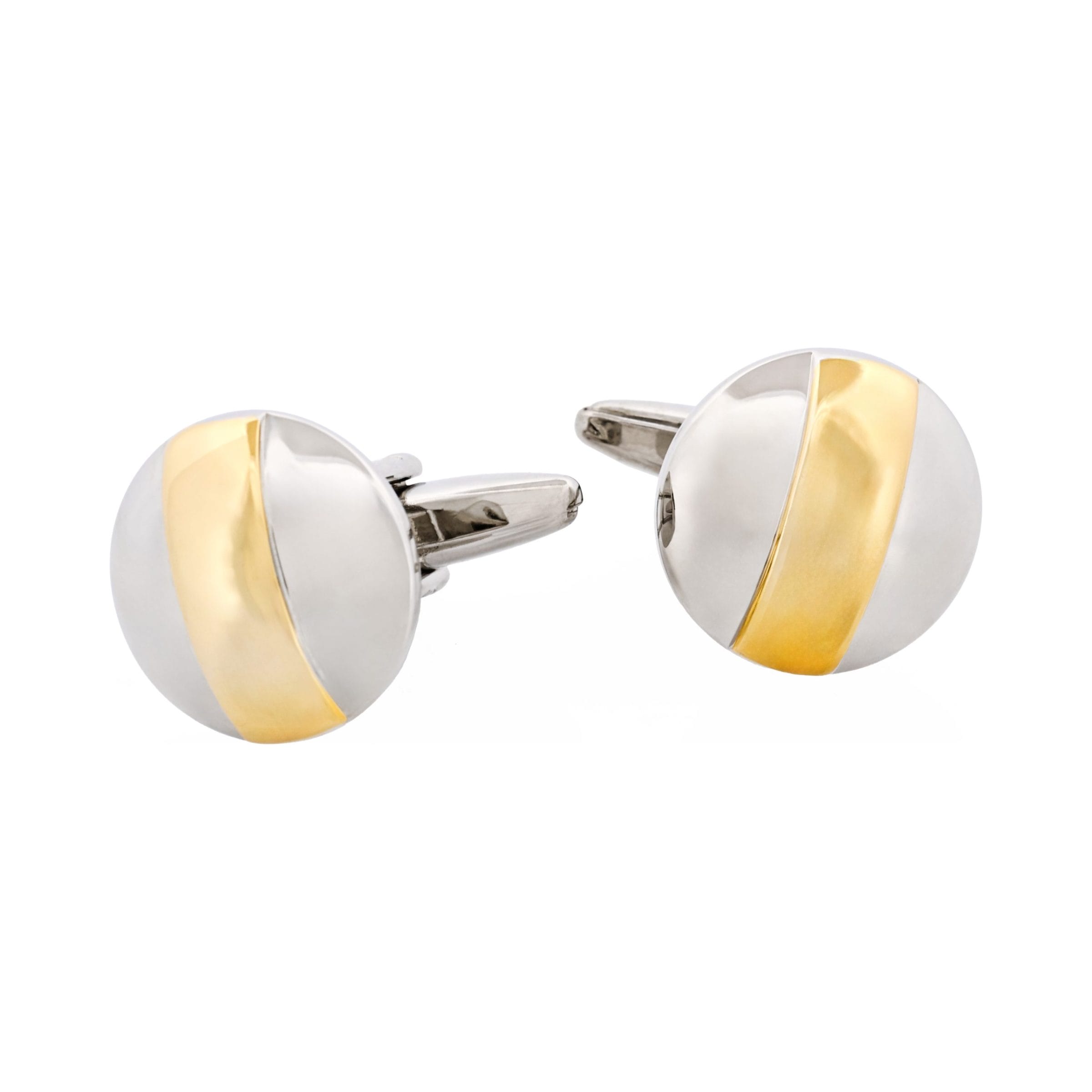 Rhodium & Gold Plated Round Cufflinks