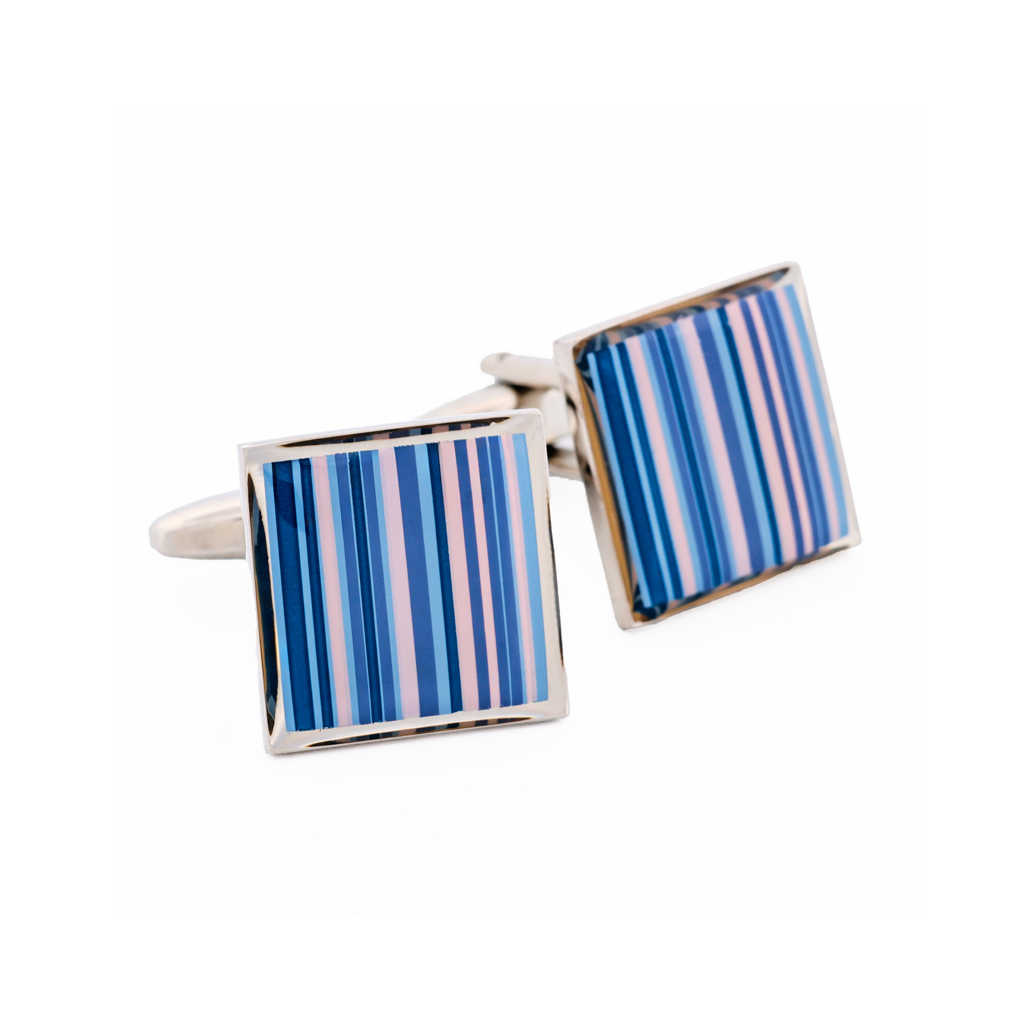 Pink Blue Striped Cufflinks