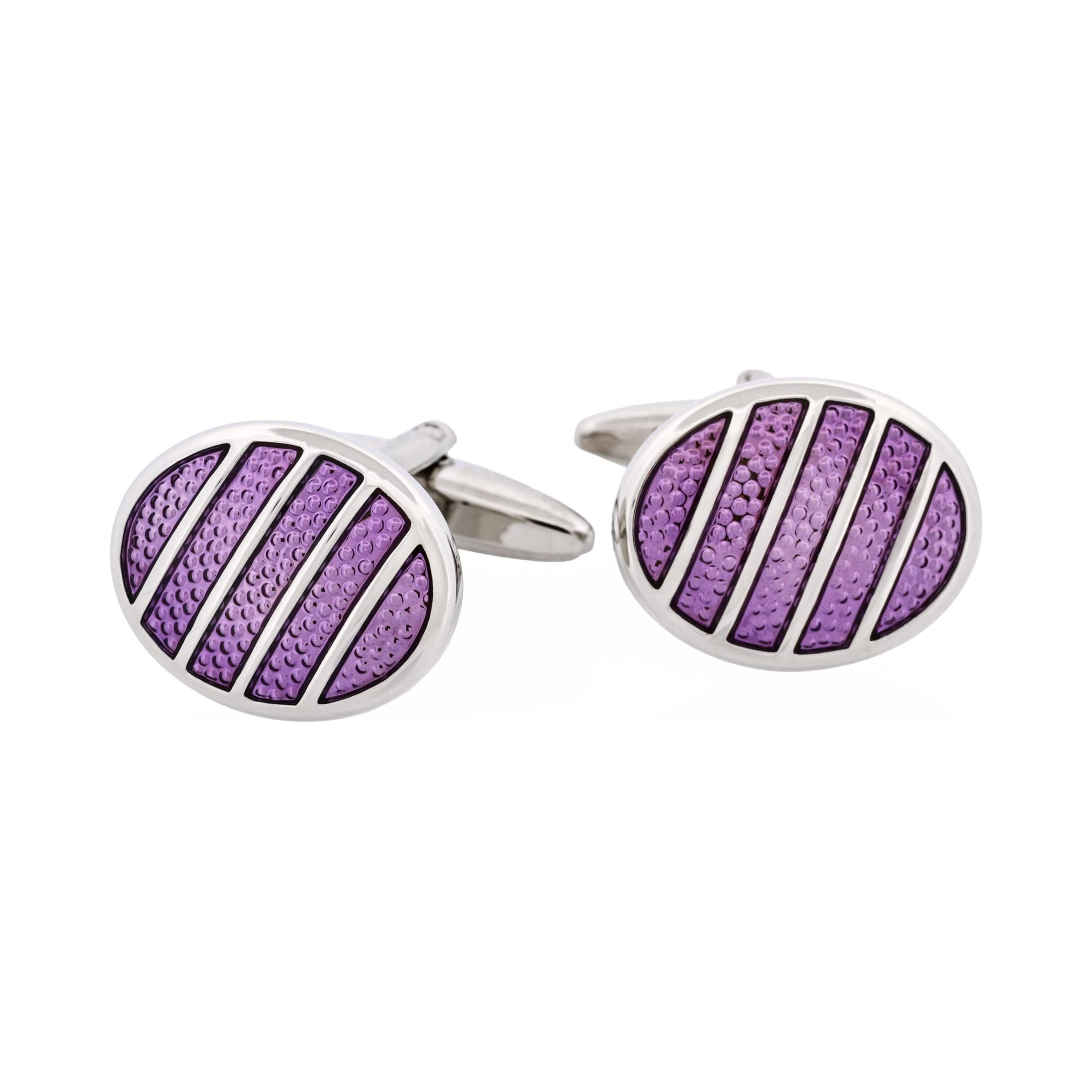 Purple Enamel Oval Striped Cufflinks