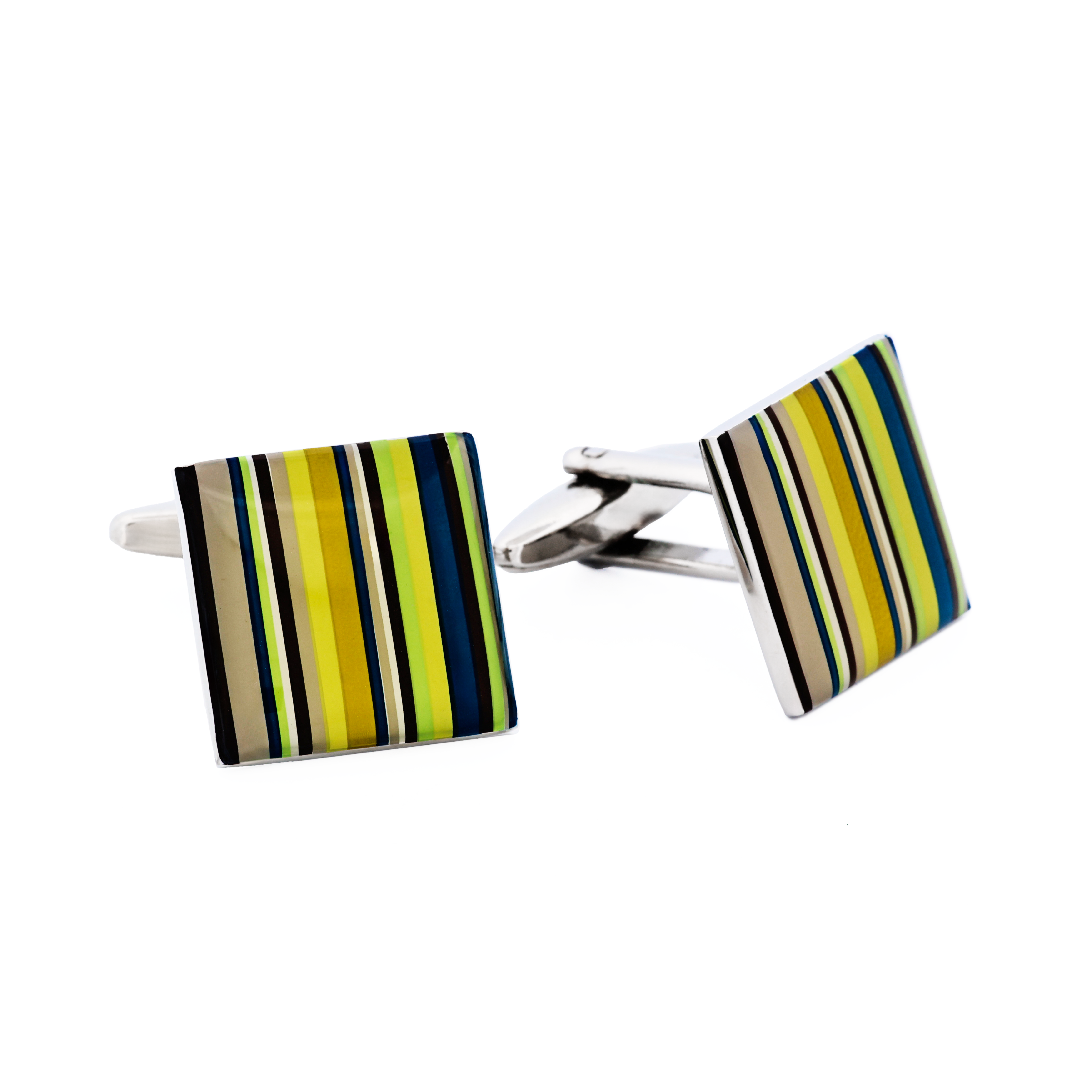 Square enamel stripe Cufflinks
