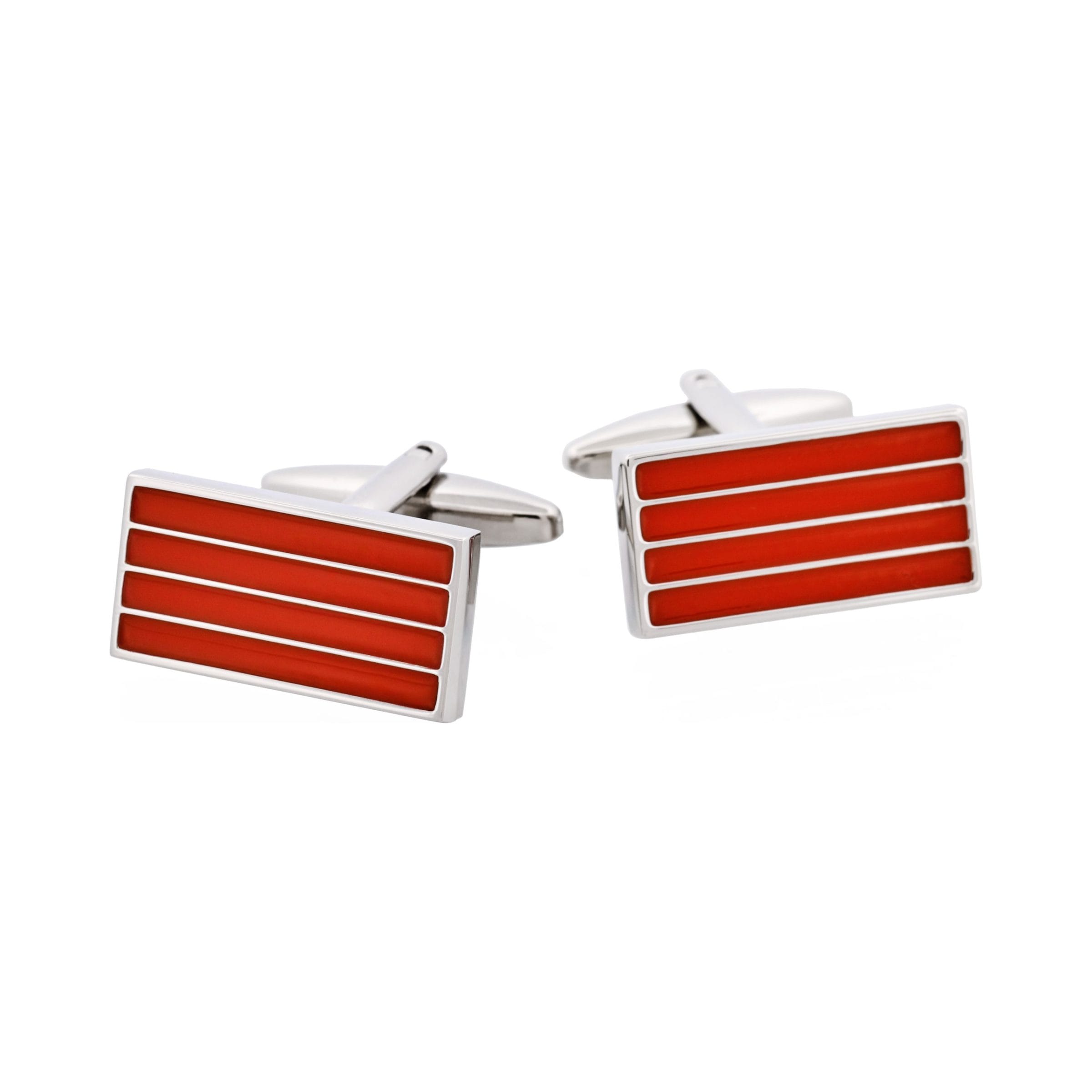 Red Rectangle Striped Cufflinks