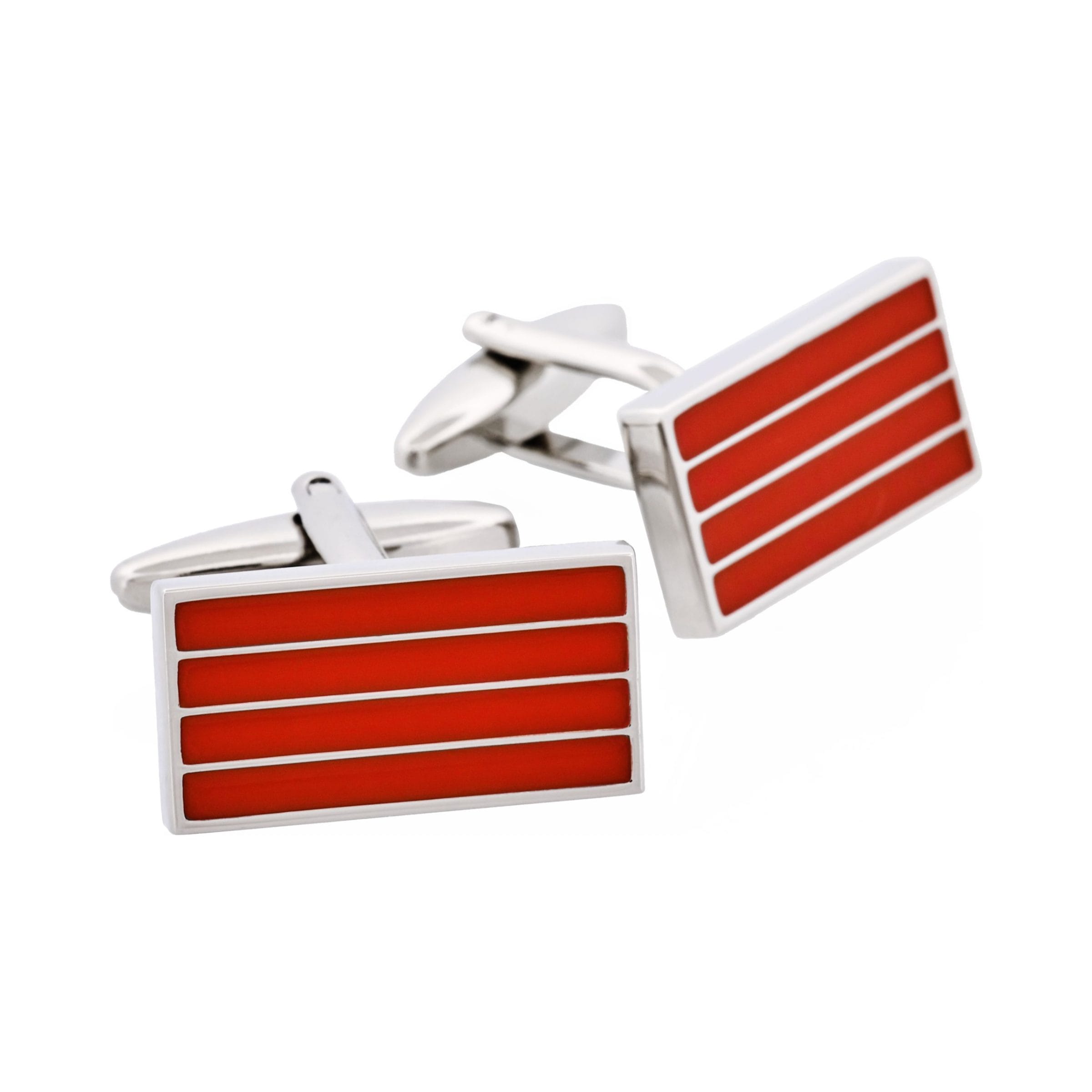 Red Rectangle Striped Cufflinks