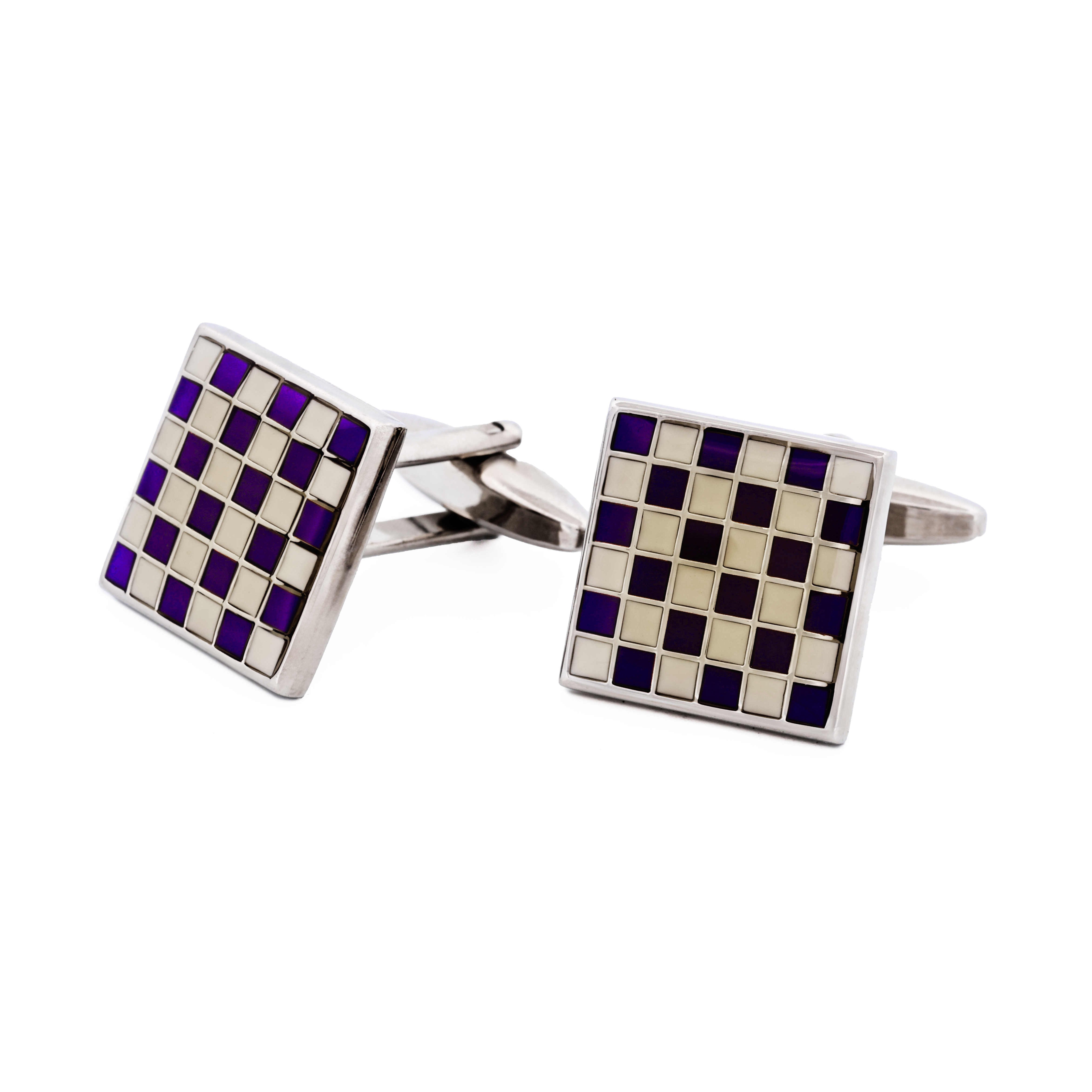 Purple/white enamel Cufflinks