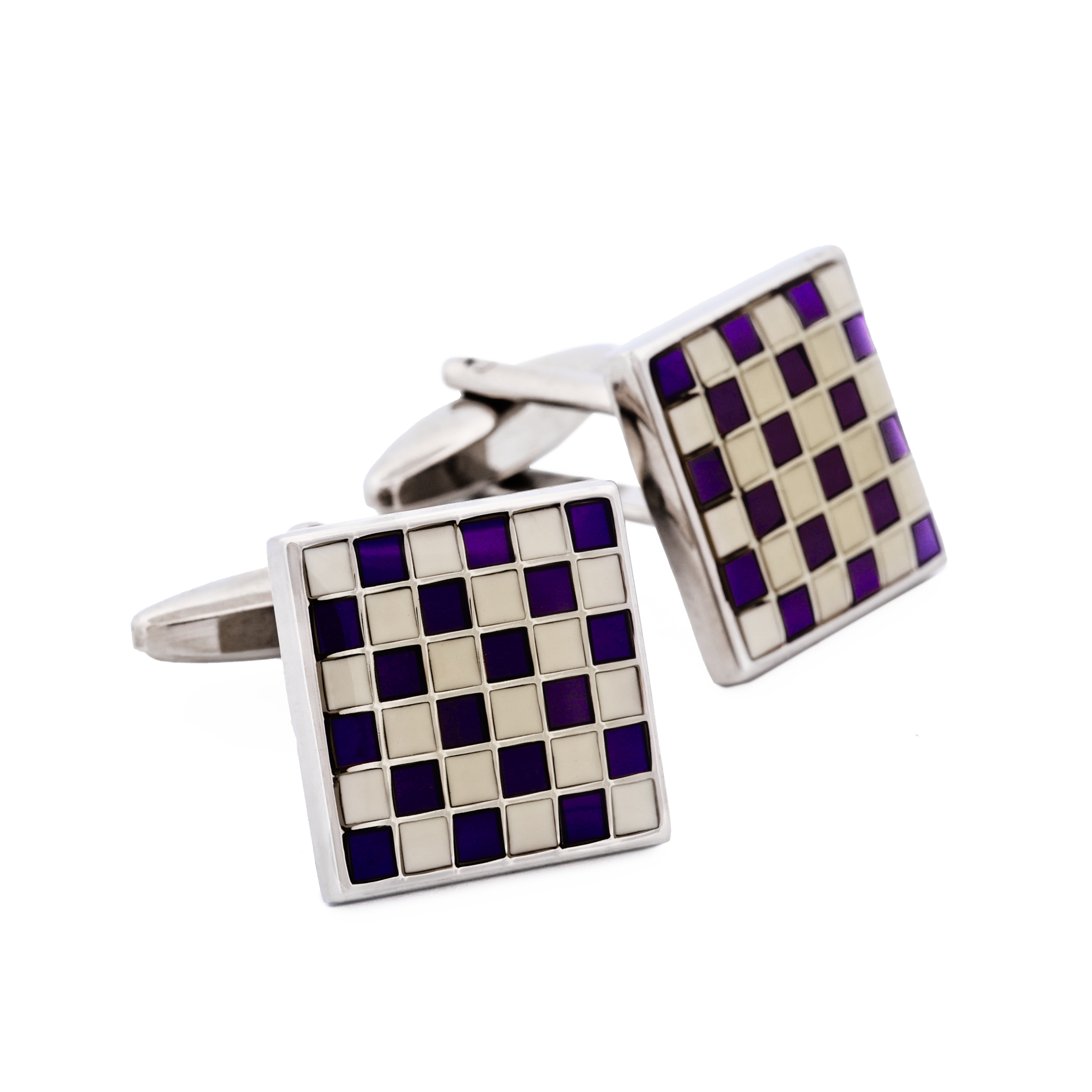 Purple/white enamel Cufflinks