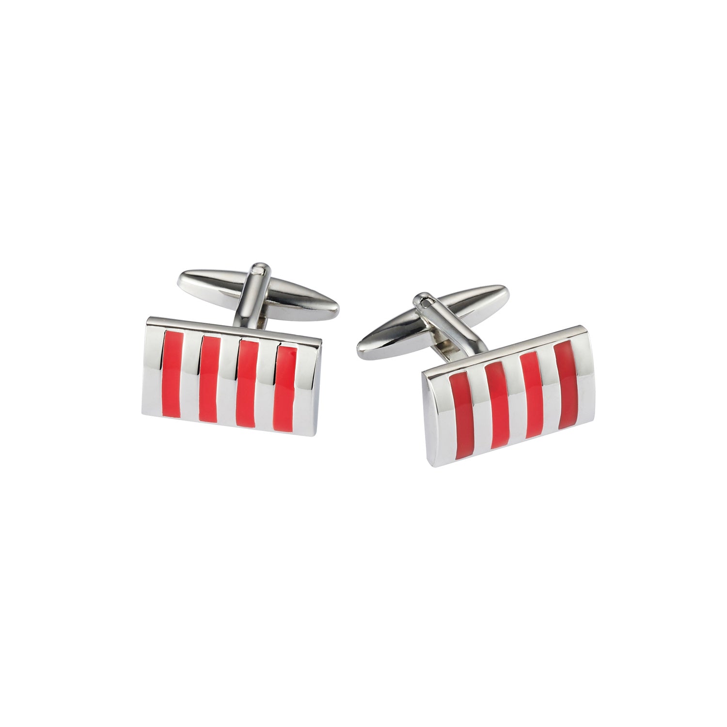 Red Enamel Striped Cufflinks