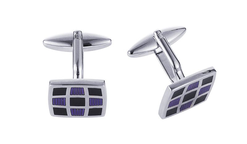 Rhodium Black Purple Cufflinks