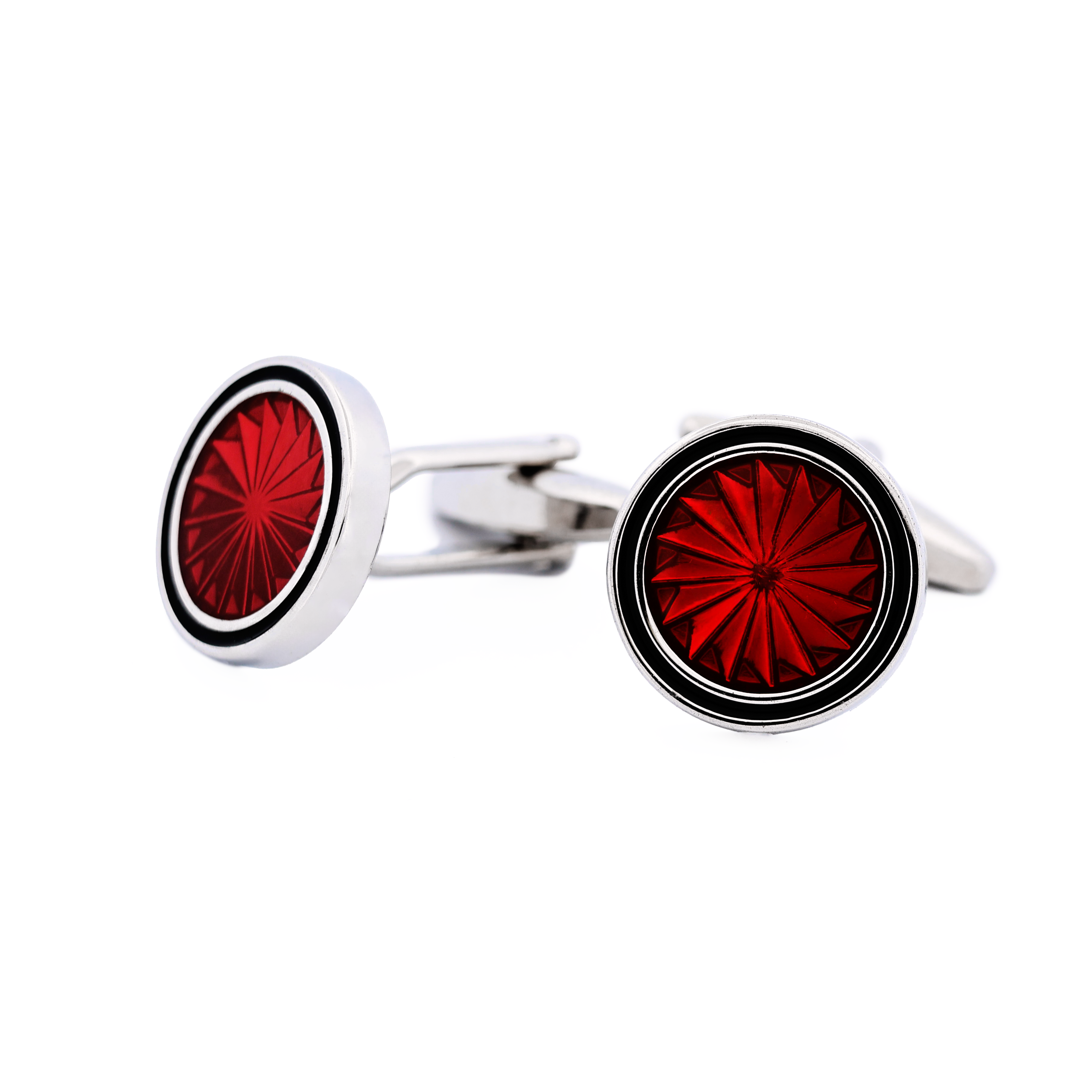 Red Resin Round Cufflinks