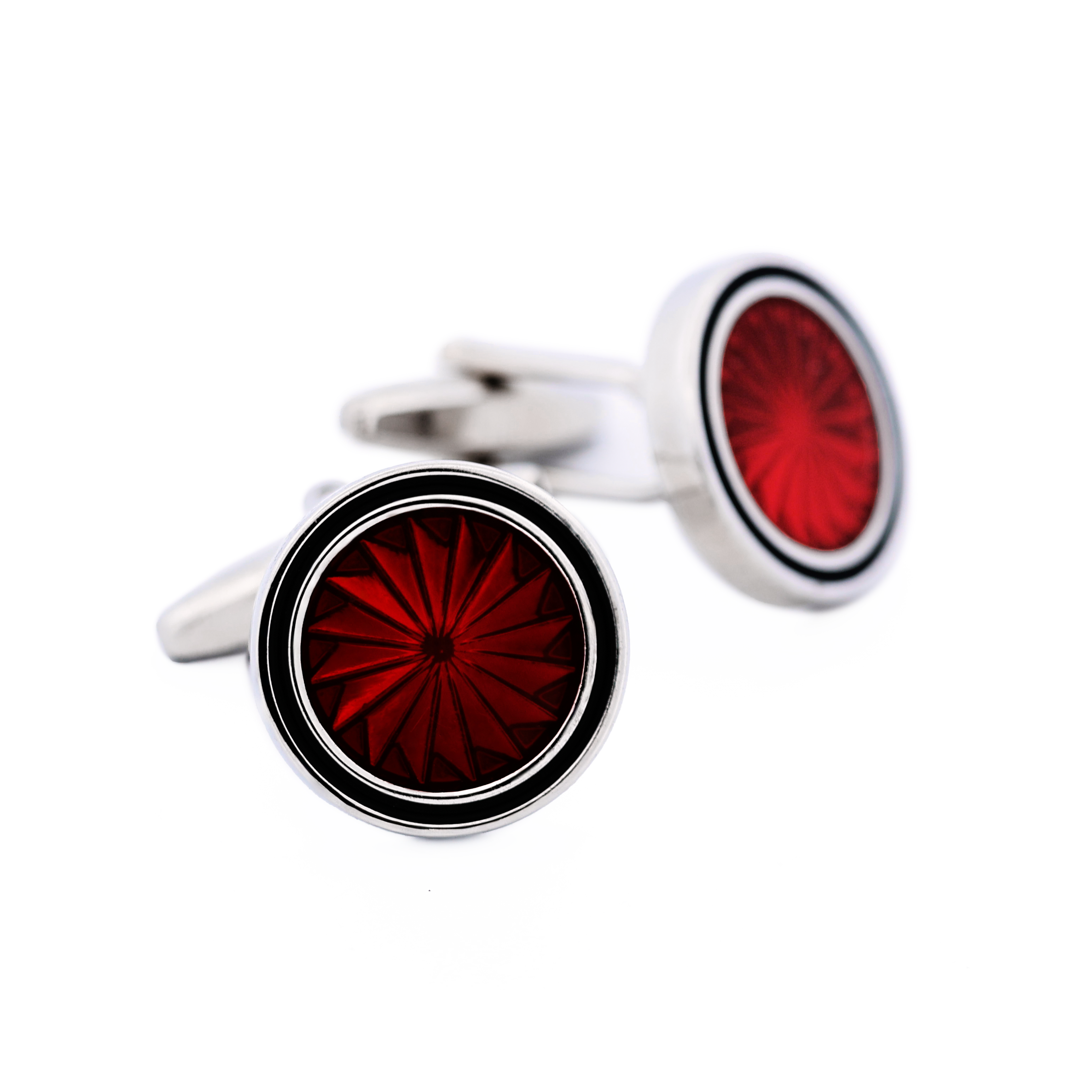 Red Resin Round Cufflinks