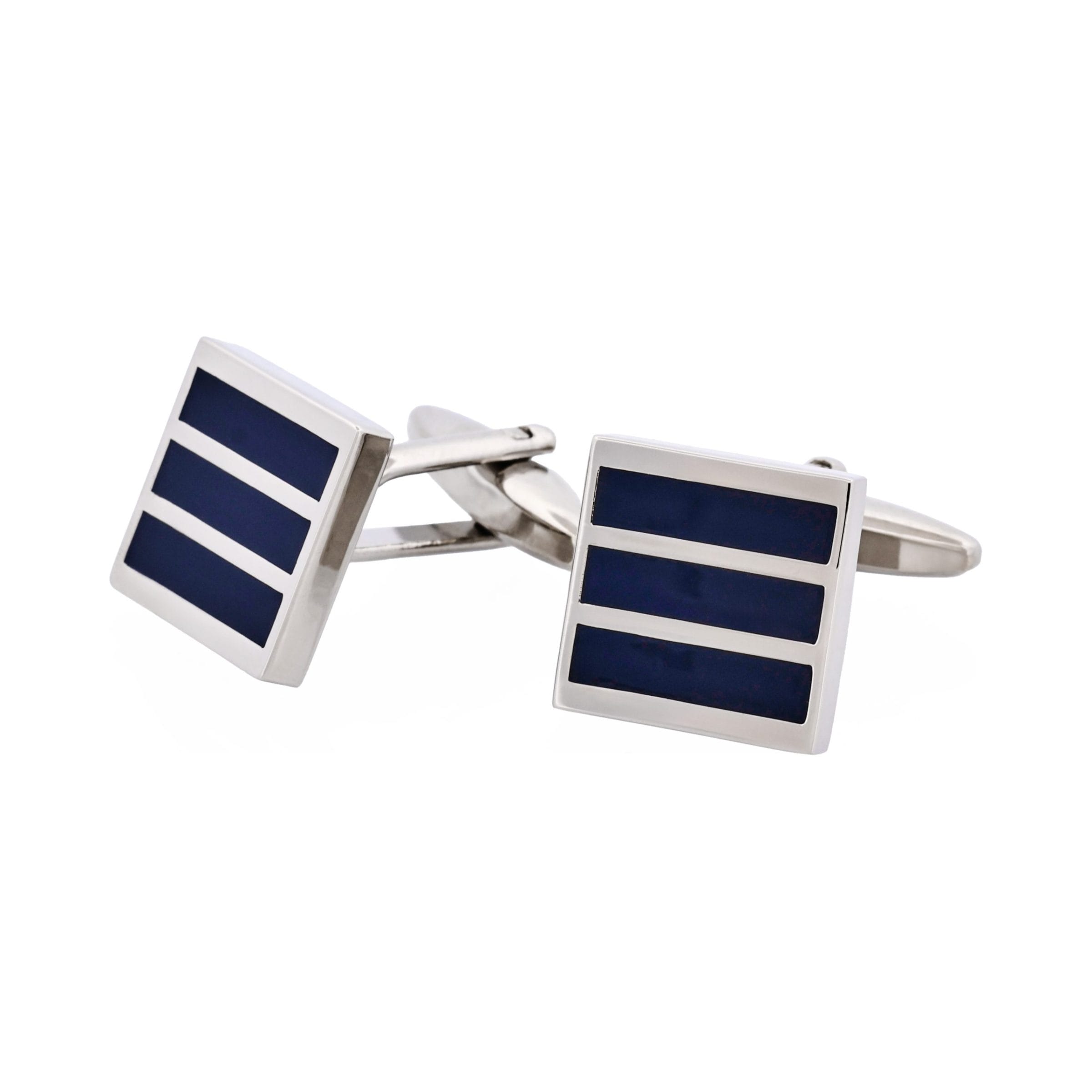 Navy Stripe Enamel Cufflinks