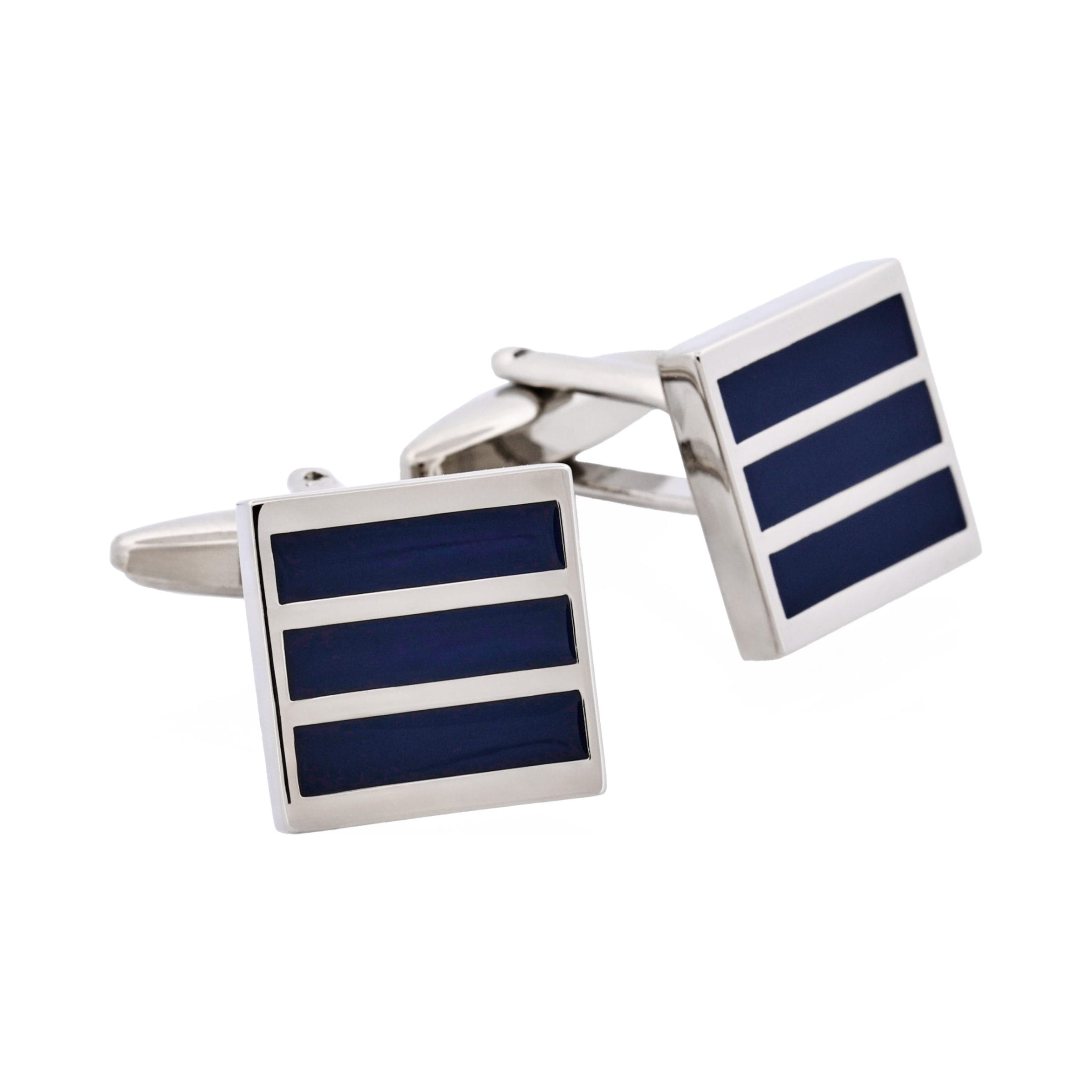 Navy Stripe Enamel Cufflinks