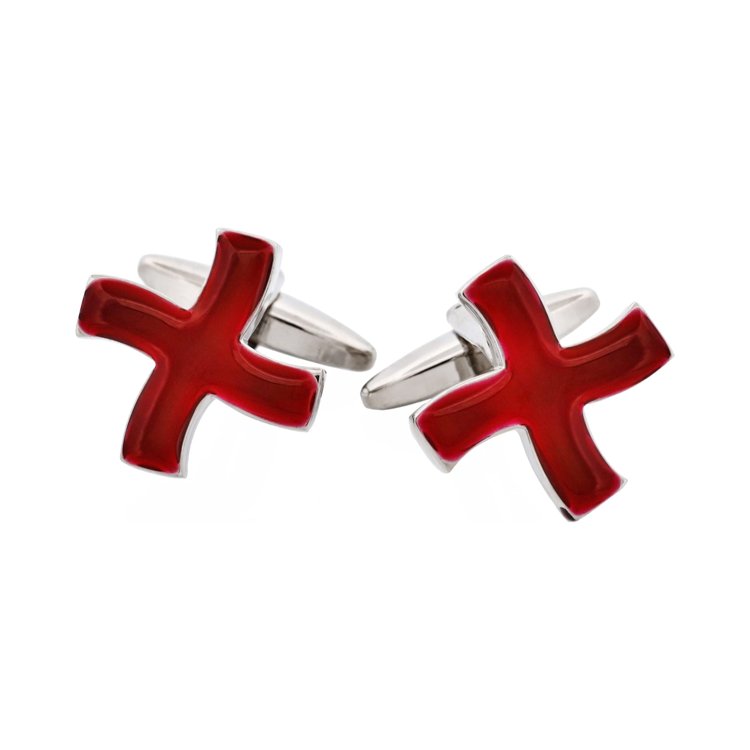 Burgundy Enamel Cross Cufflinks