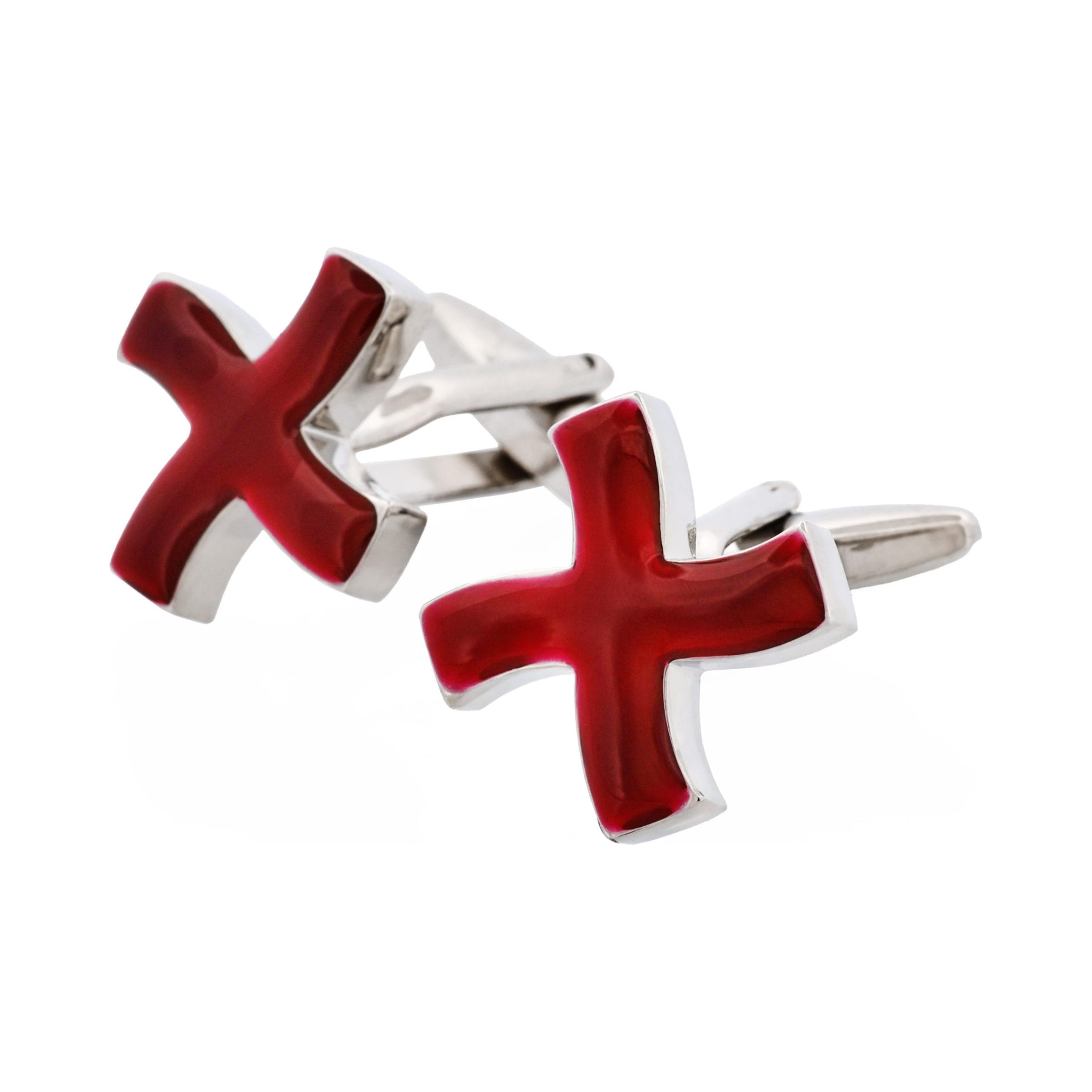 Burgundy Enamel Cross Cufflinks