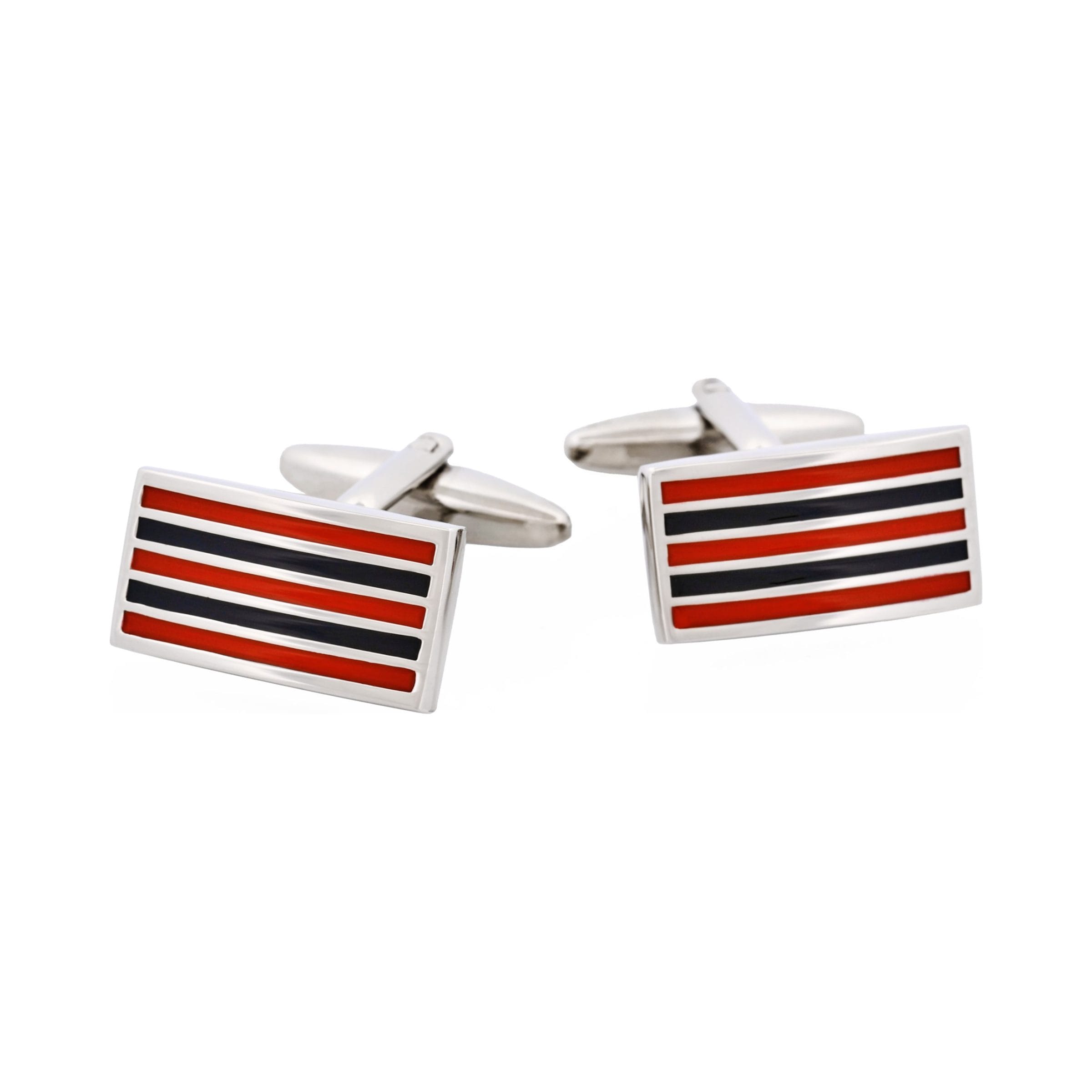 Rhodium & Red & Black Enamel Links