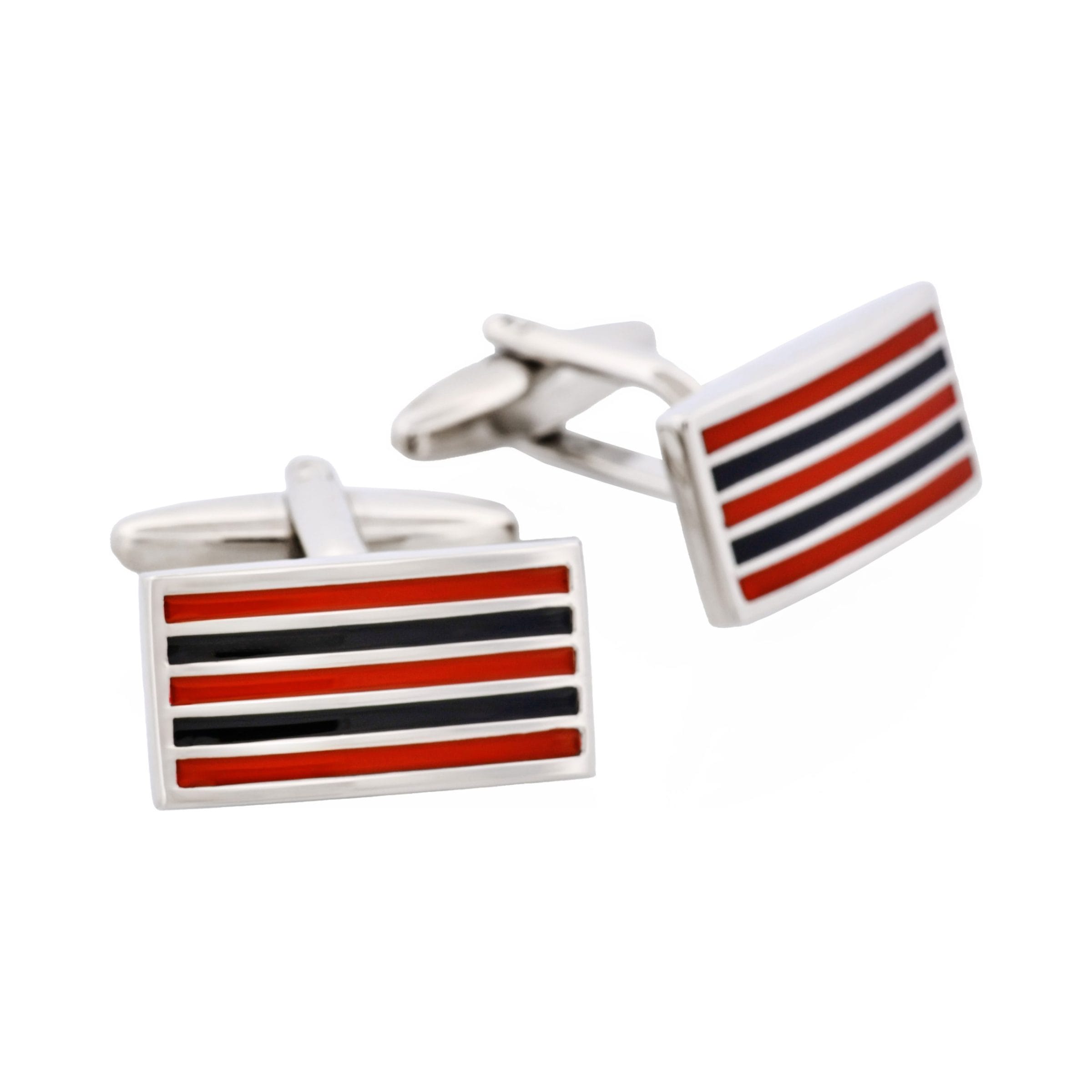 Rhodium & Red & Black Enamel Links