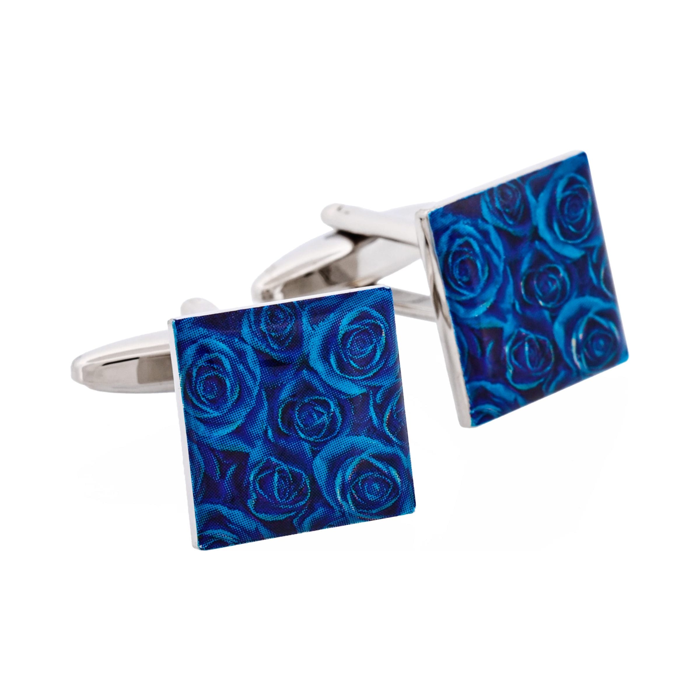 Blue Floral Print Cufflinks