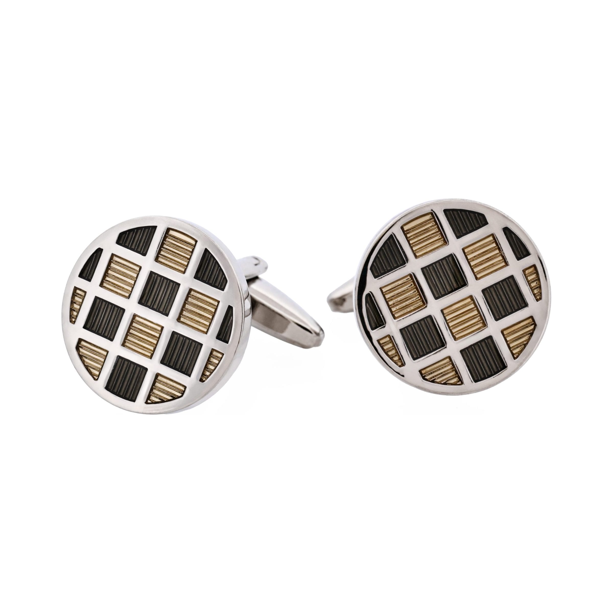 Light & Dark Grey Check Enamel Cufflinks