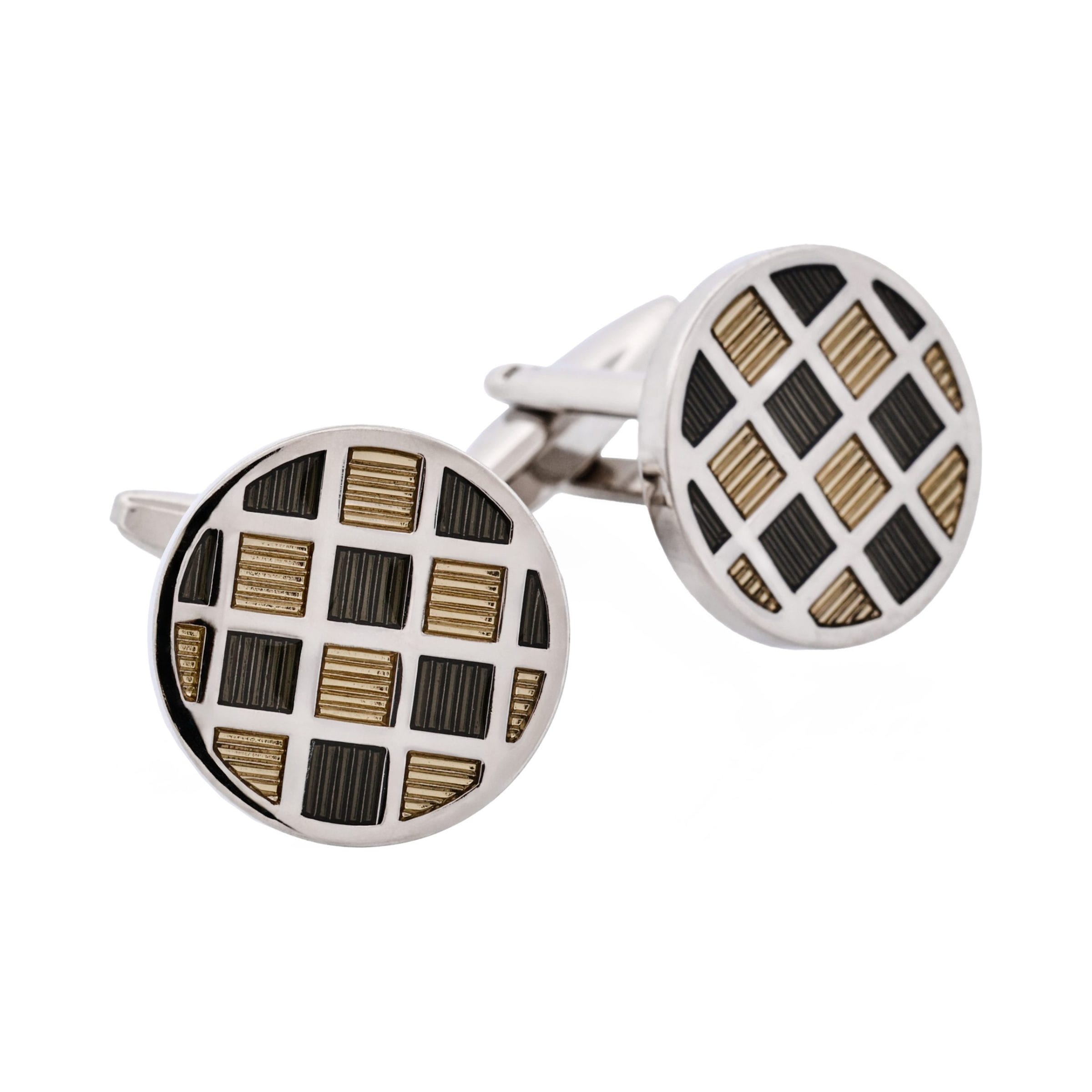 Light & Dark Grey Check Enamel Cufflinks