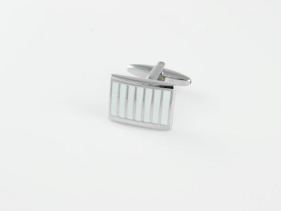 Rhodium White Enamel Cufflinks