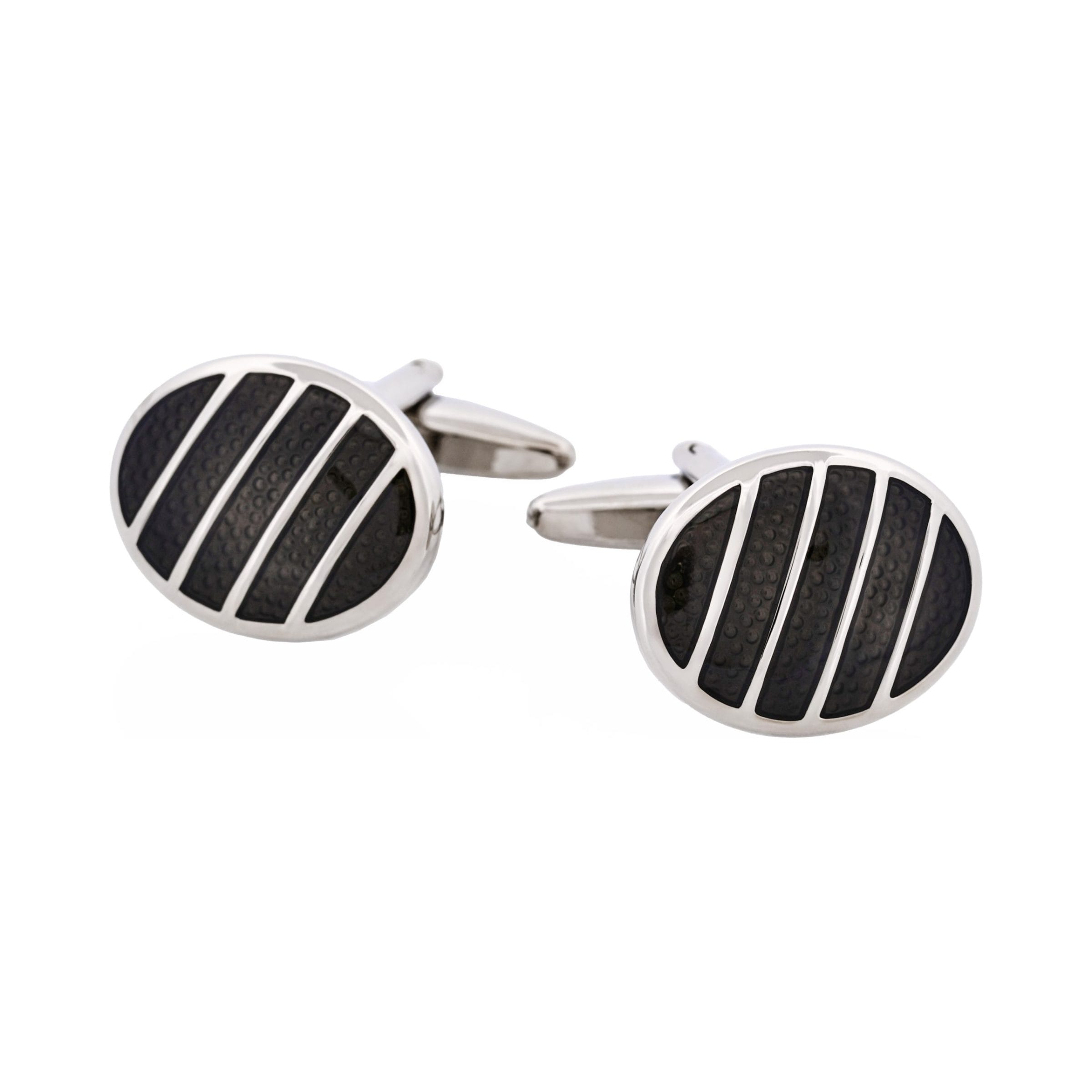 Rhodium & Black Resin Cufflinks