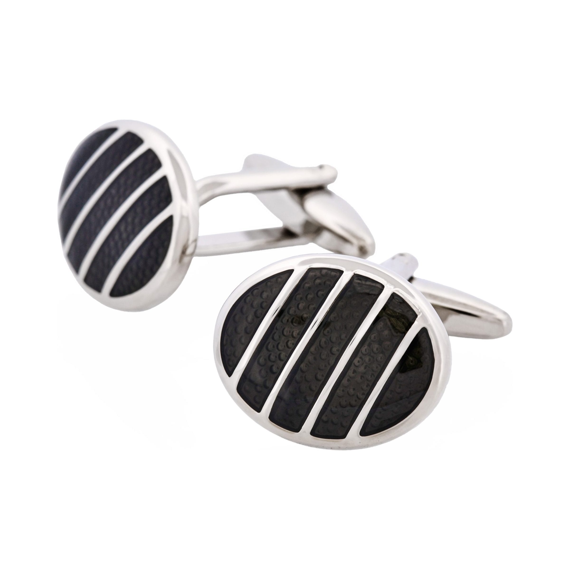 Rhodium & Black Resin Cufflinks