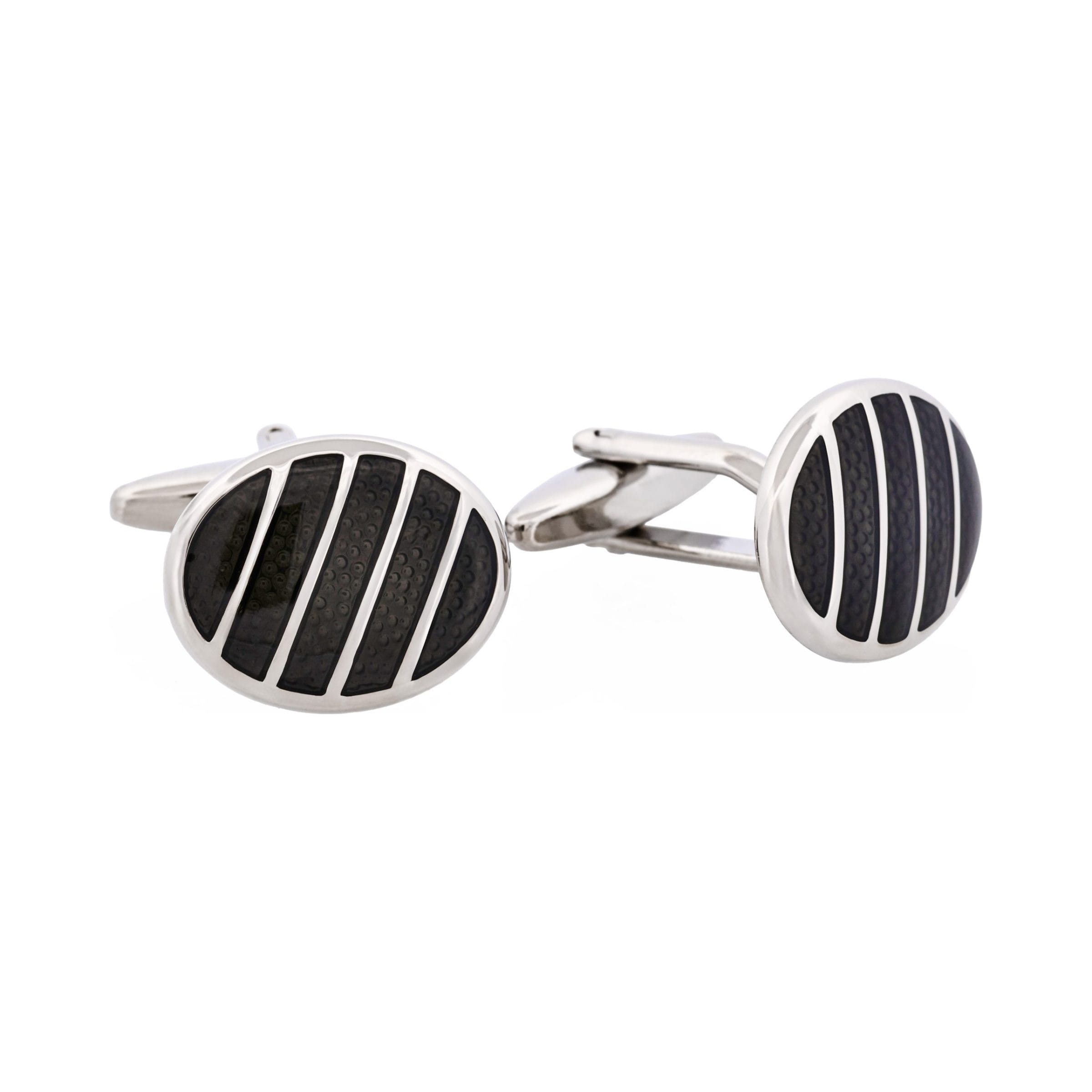 Rhodium & Black Resin Cufflinks