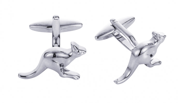 Rhodium Plated Kangaroo Cufflinks
