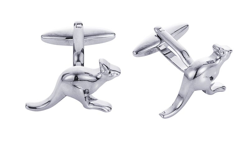 Rhodium Plated Kangaroo Cufflinks