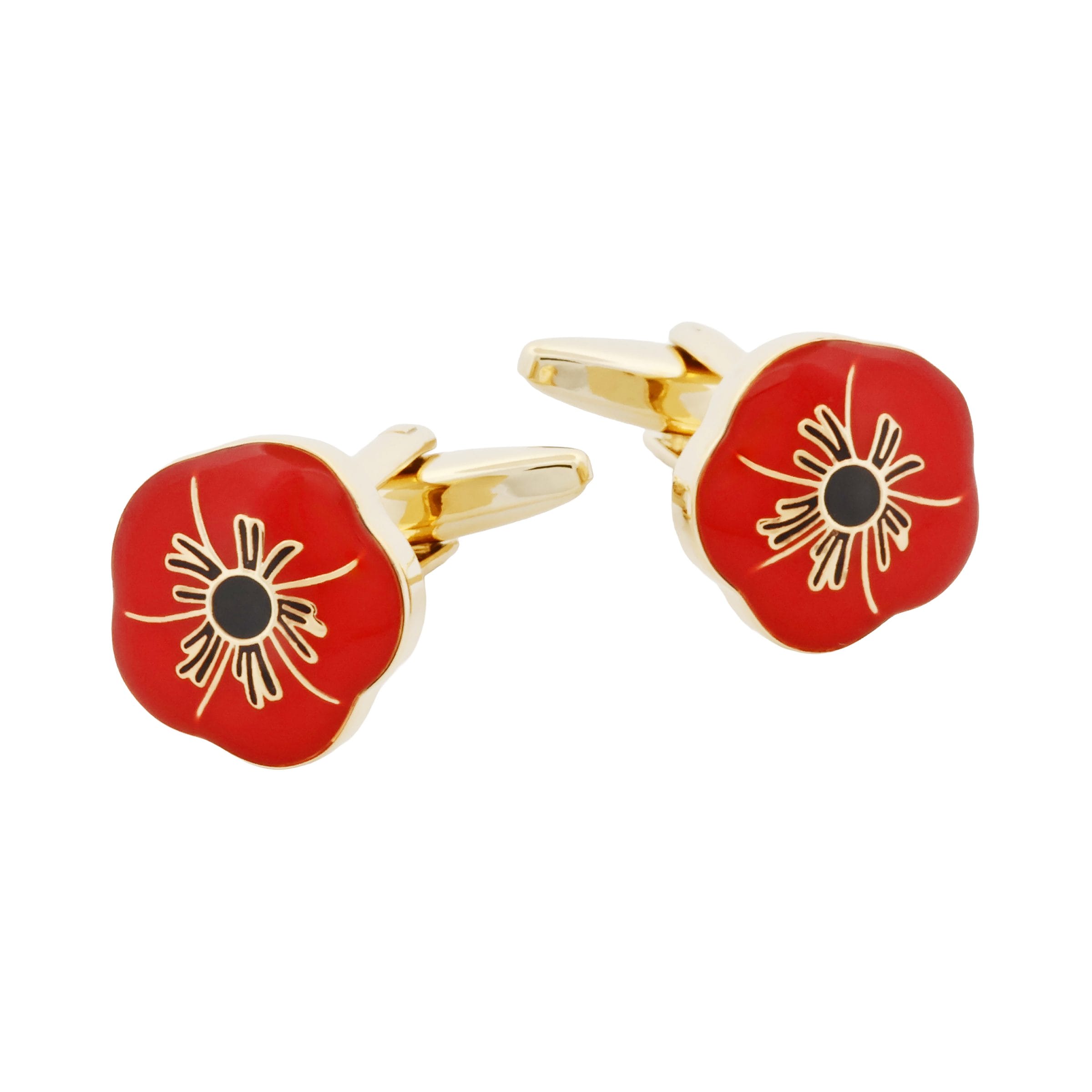 Red Poppy & Gold Plated Cufflinks