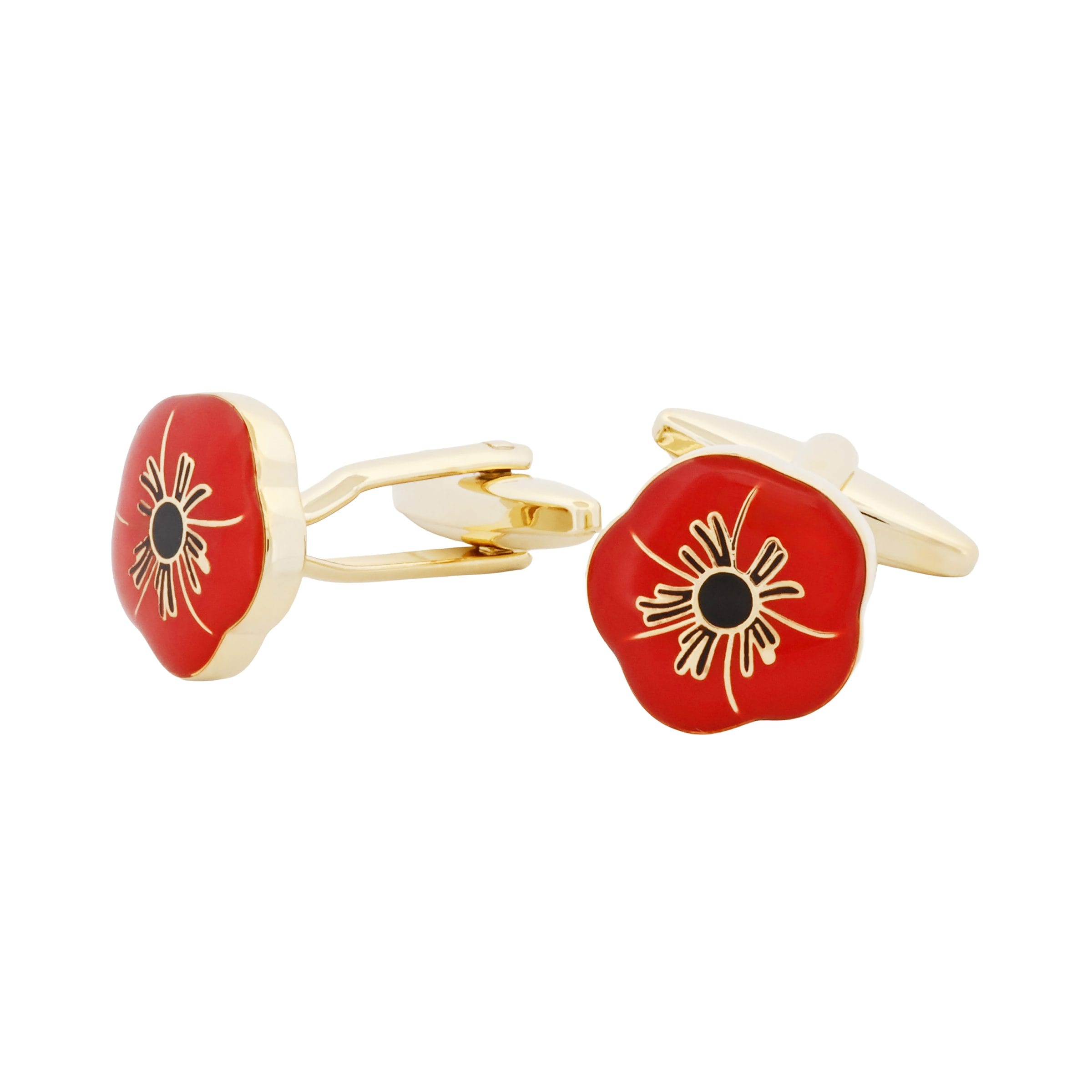 Red Poppy & Gold Plated Cufflinks