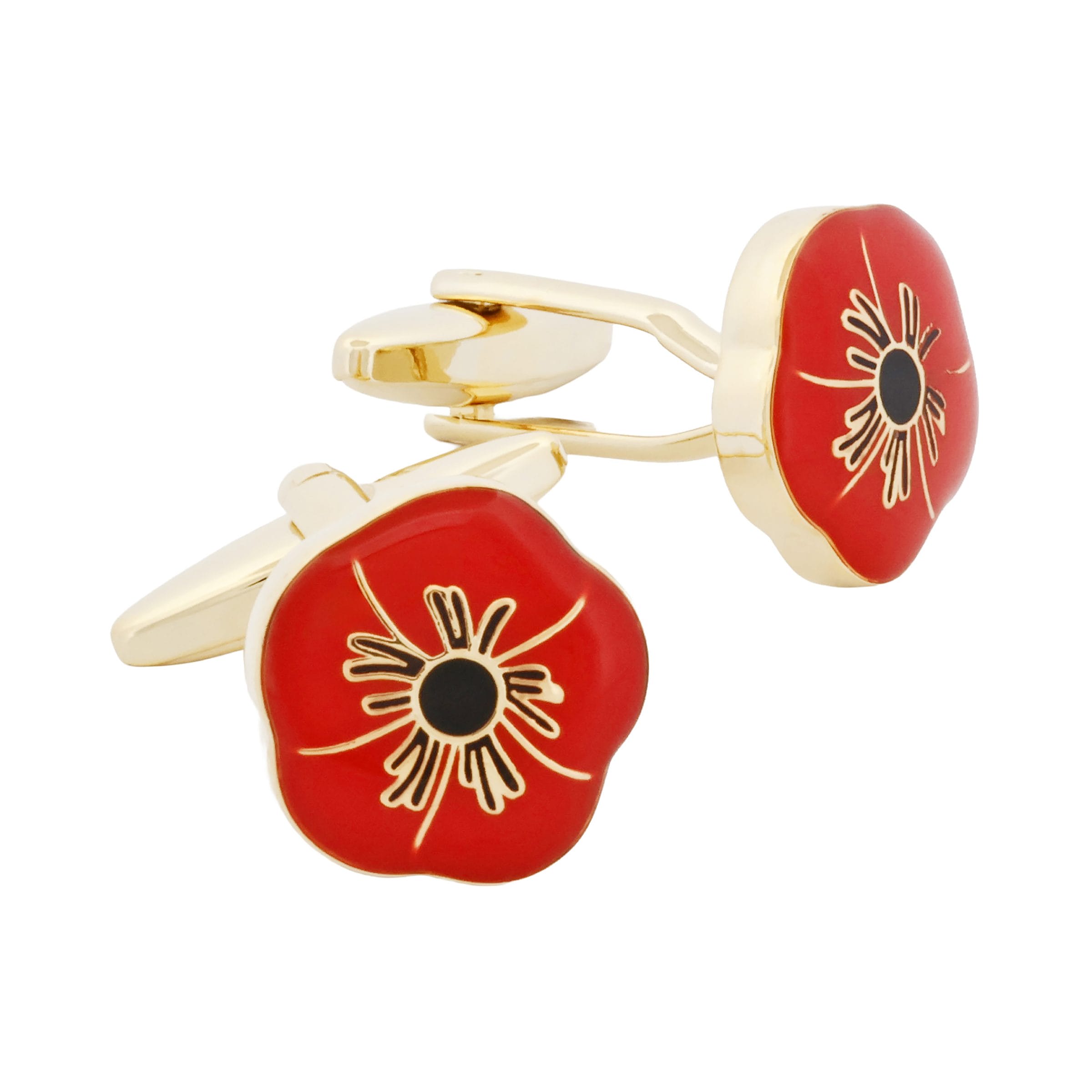 Red Poppy & Gold Plated Cufflinks