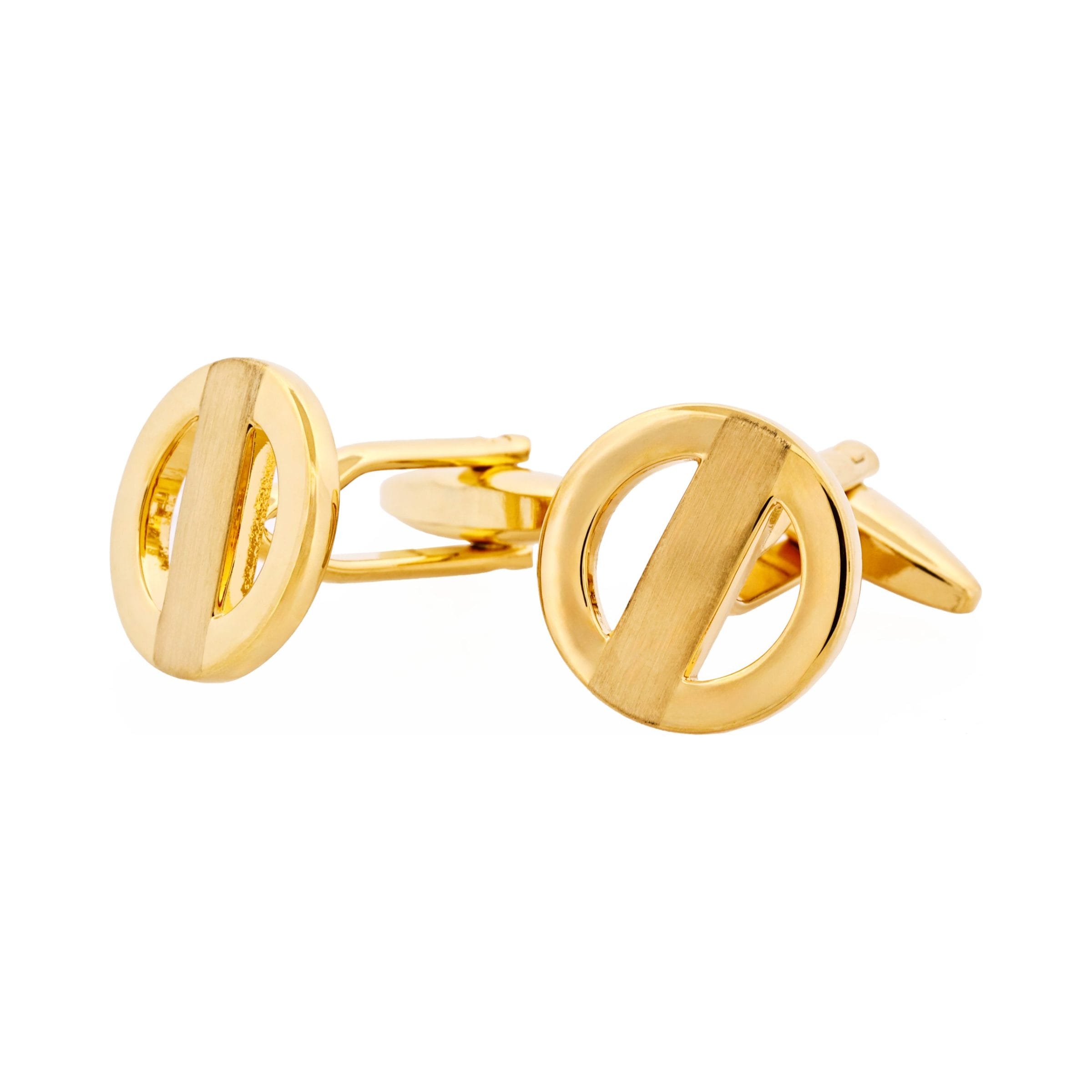 Polished & Brushed Gold Round Cutout Cufflinks