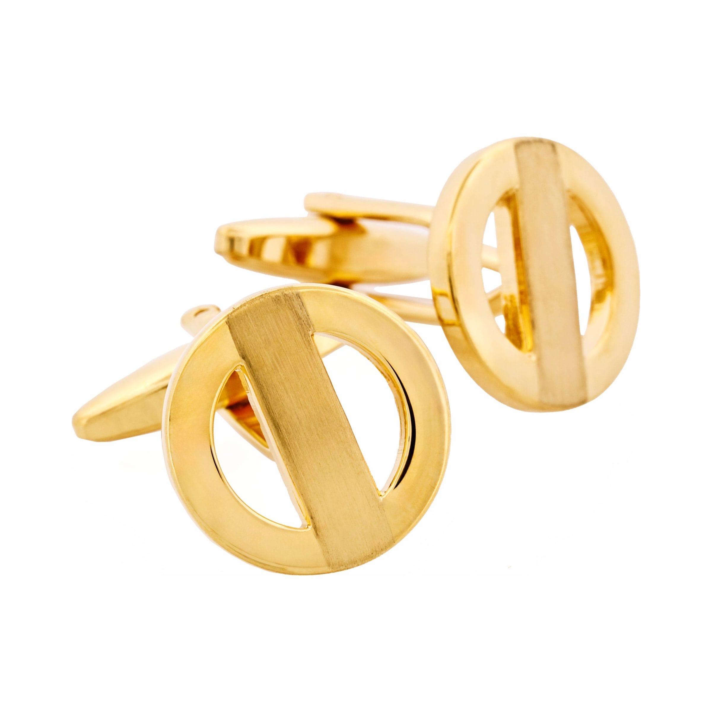 Polished & Brushed Gold Round Cutout Cufflinks