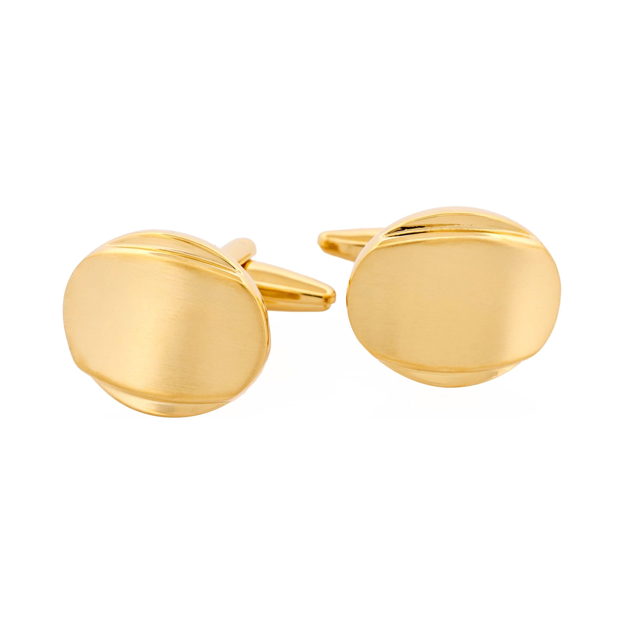 Brushed & Polished Plated Oval Cufflinks